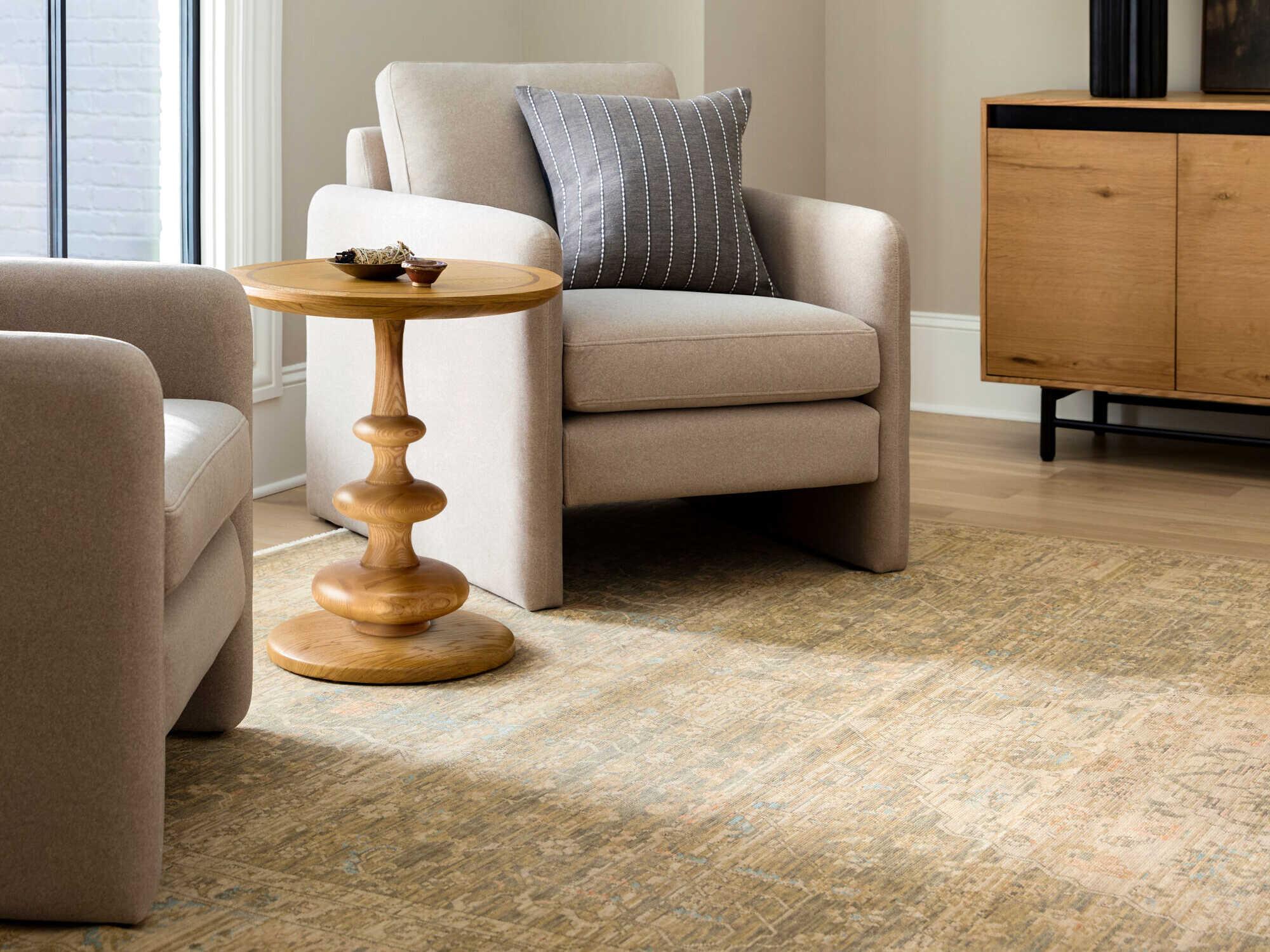 Surya Adour Round Wood Dark Brown End Table