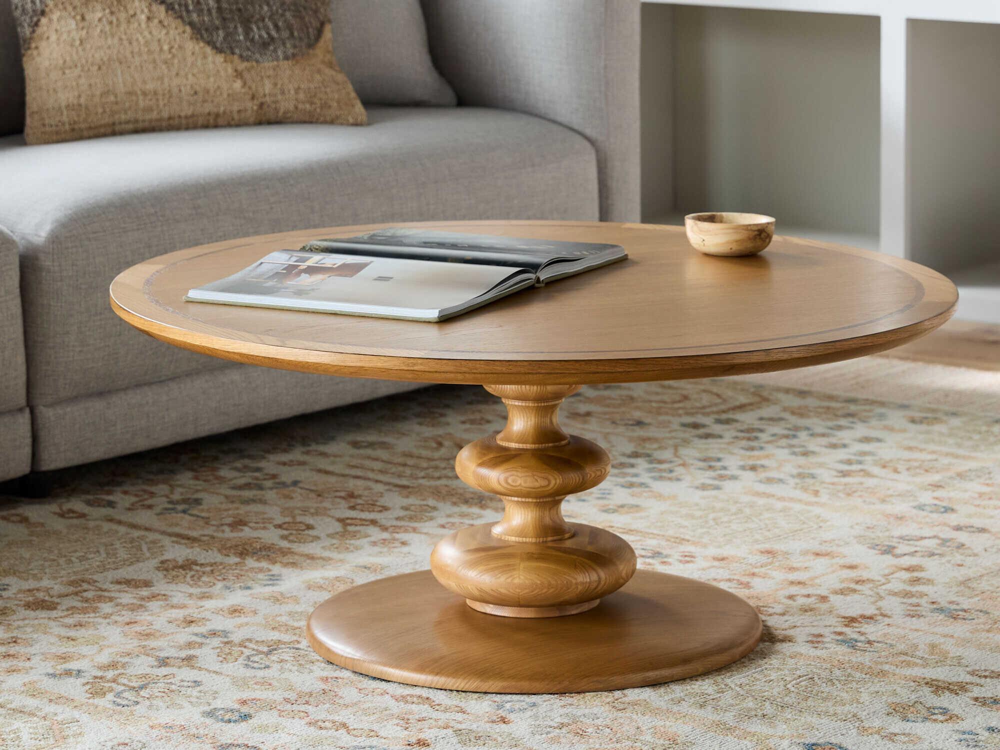 Surya Adour Round Wood Dark Brown Coffee Table