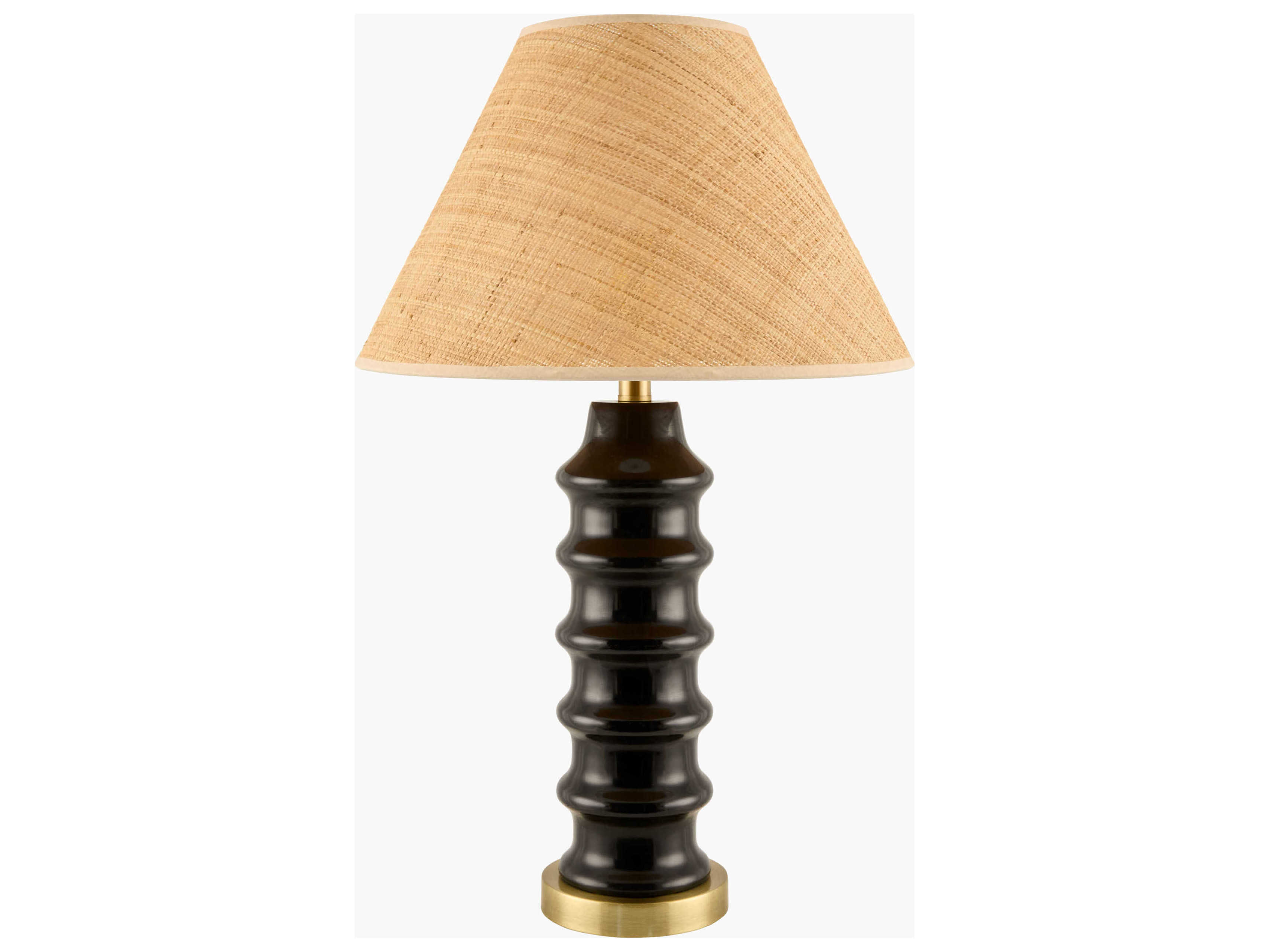 Surya Anefis Metallic Gold Brown Seagrass Clear Polyester Table Lamp