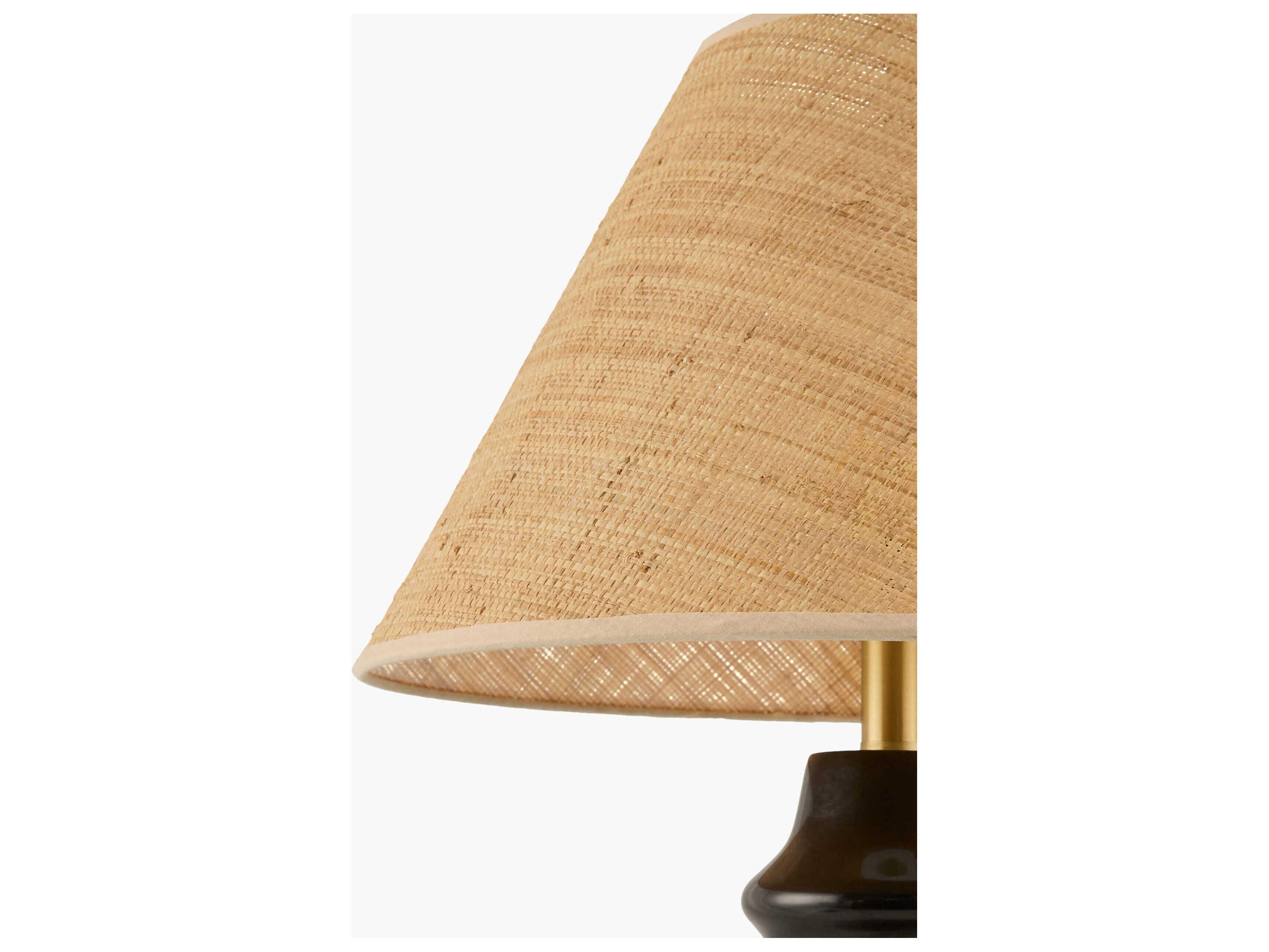Surya Anefis Metallic Gold Brown Seagrass Clear Polyester Table Lamp