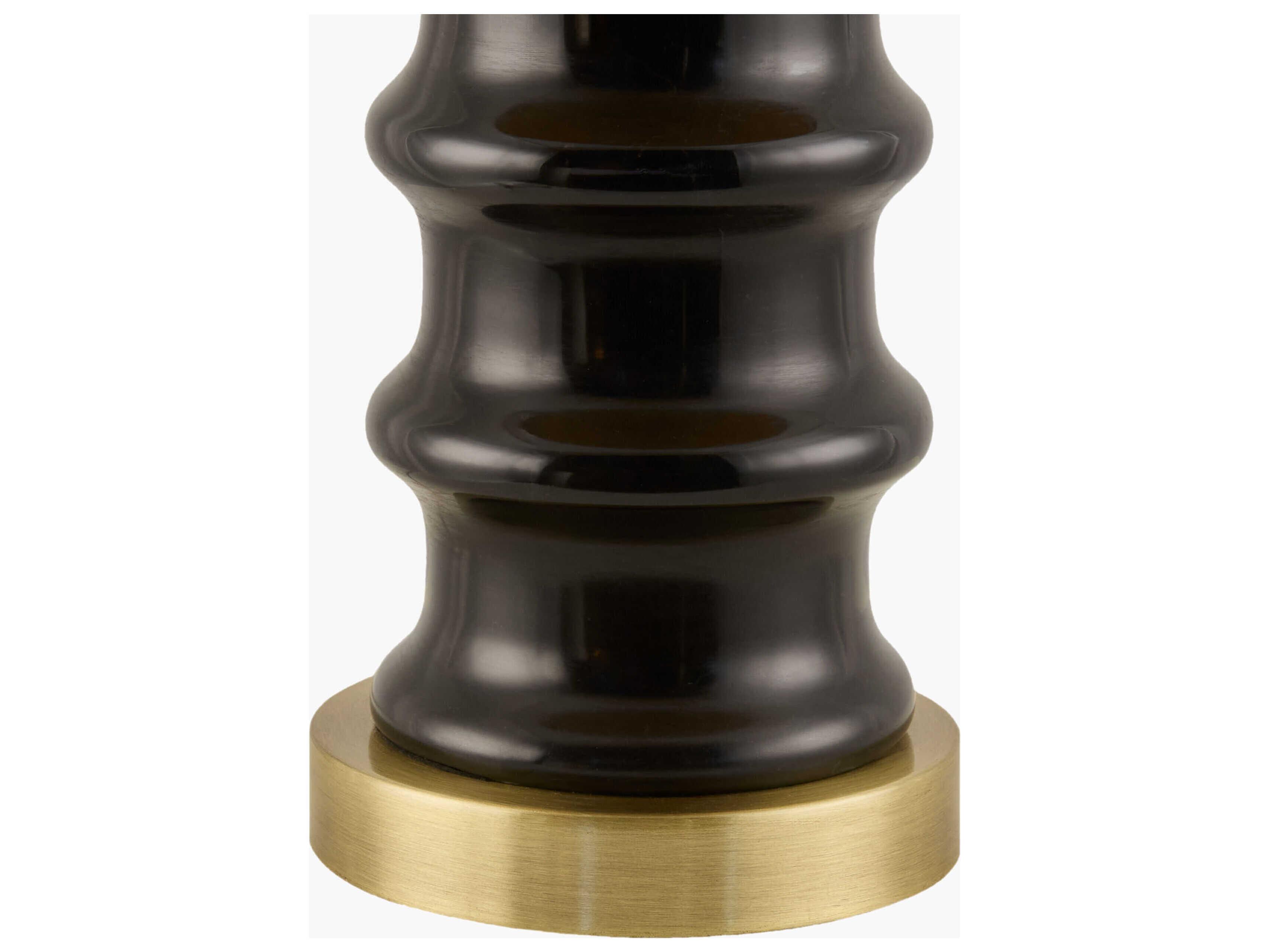 Surya Anefis Metallic Gold Brown Seagrass Clear Polyester Table Lamp