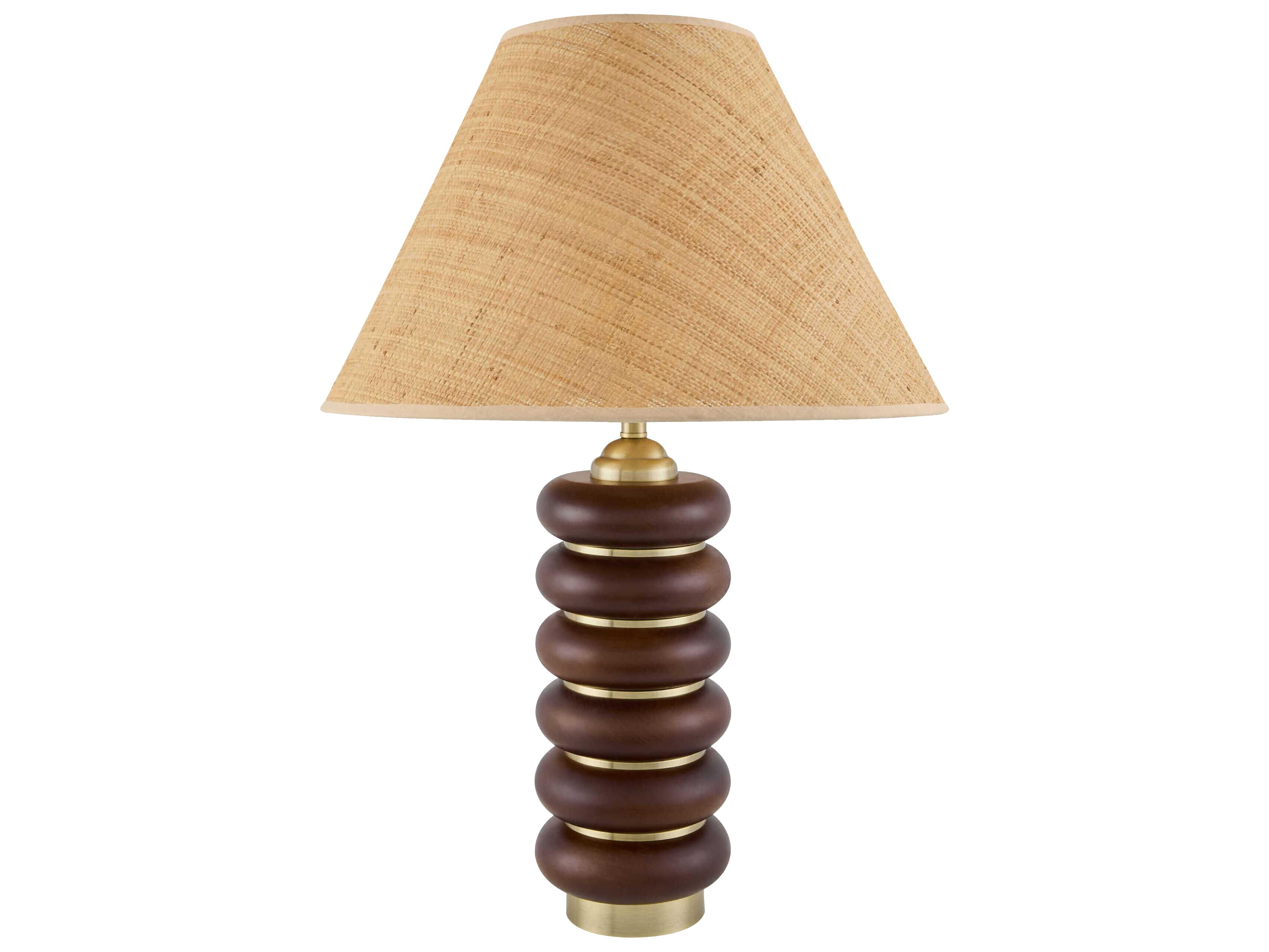 Surya Anefis Metallic Gold Brown Seagrass Clear Polyester Table Lamp