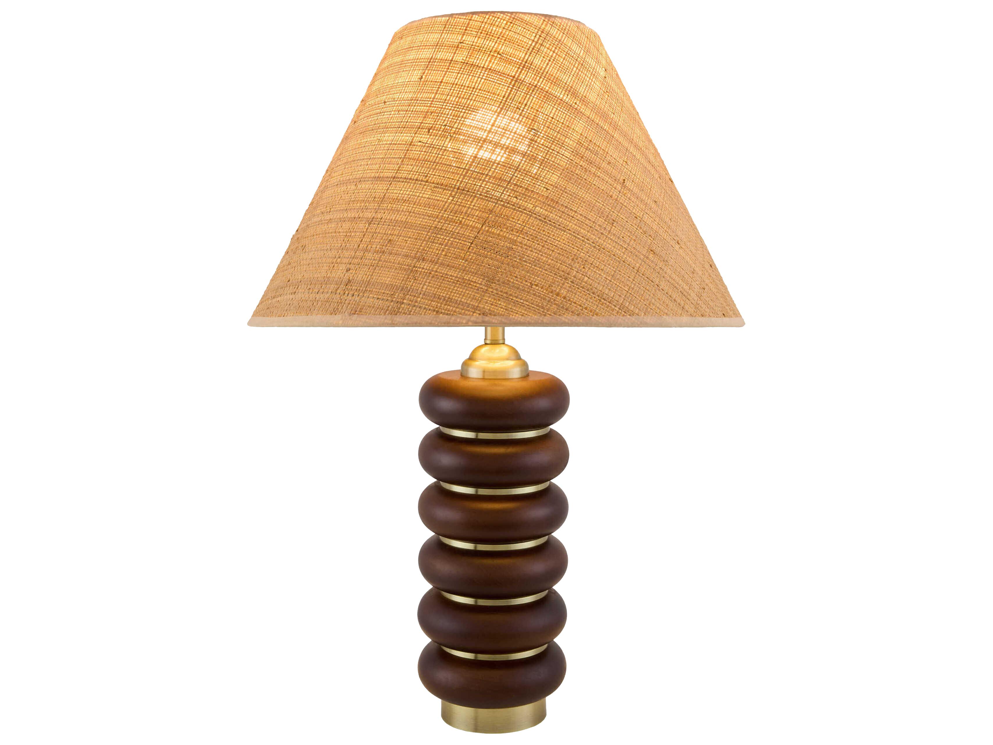Surya Anefis Metallic Gold Brown Seagrass Clear Polyester Table Lamp