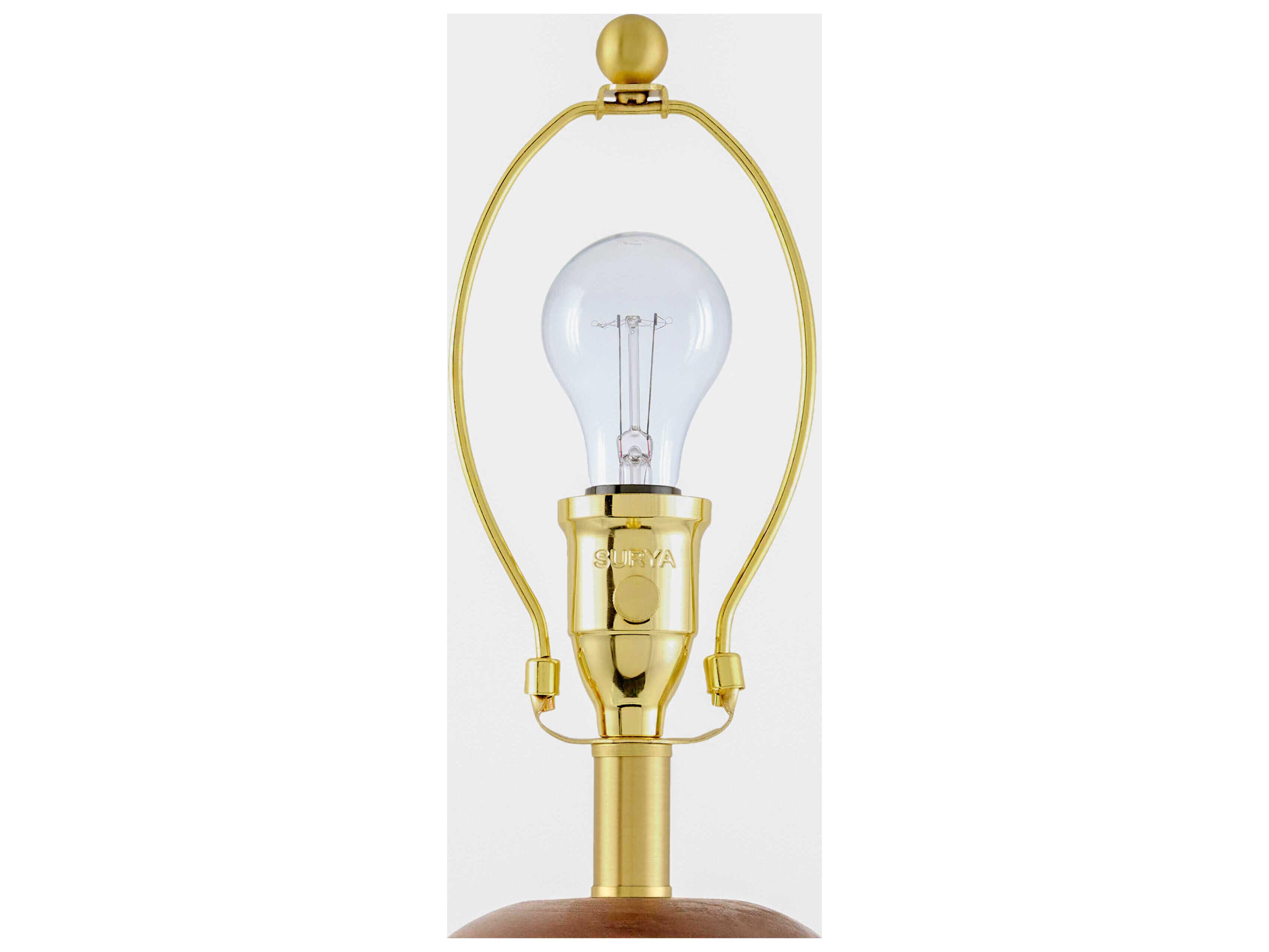 Surya Anefis Metallic Gold Brown Seagrass Clear Polyester Table Lamp