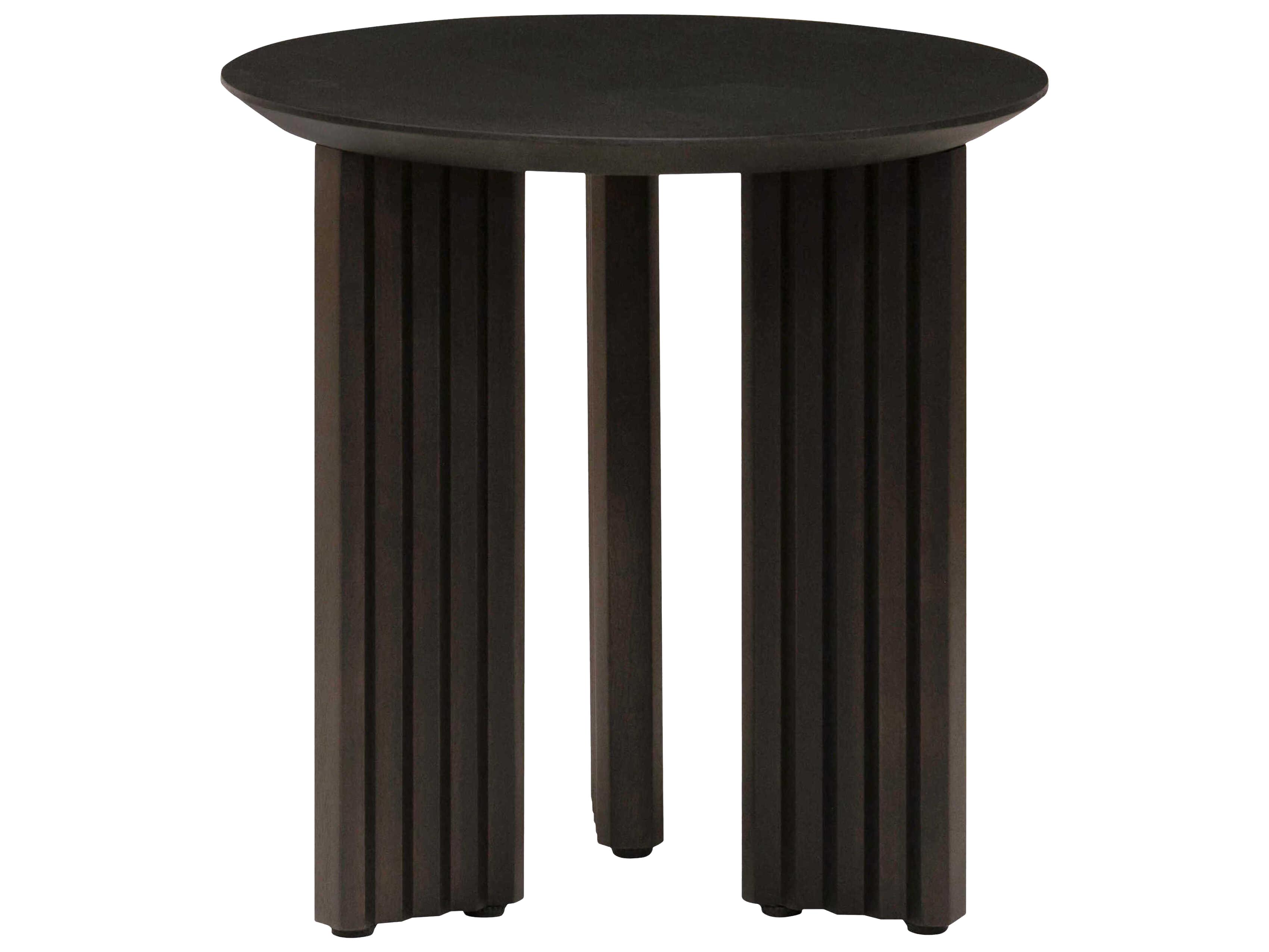 Surya Agnes Round Wood Black End Table