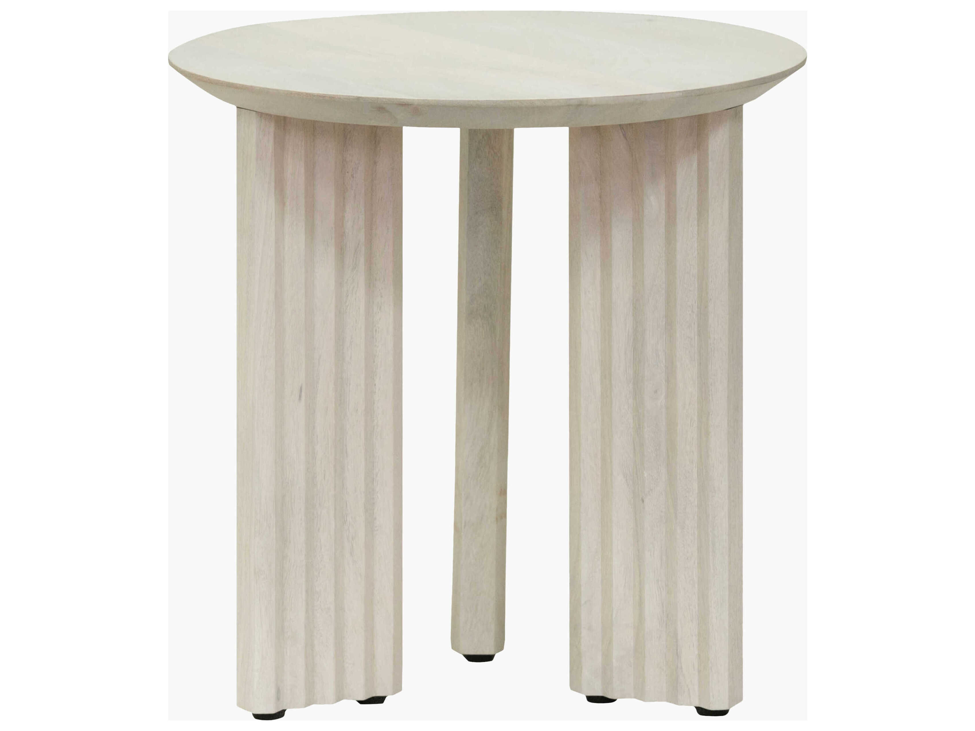 Surya Agnes Round Wood White End Table