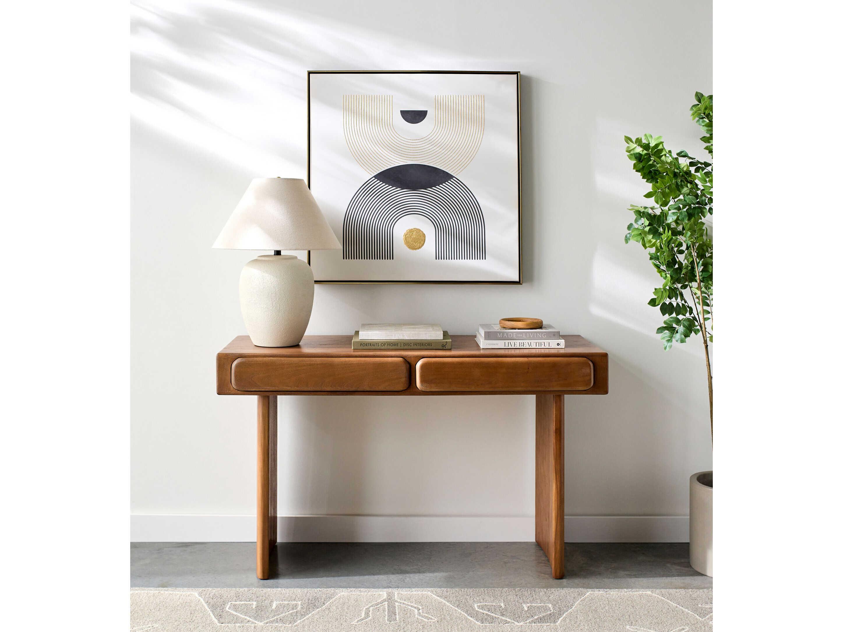 Surya Anish Rectangular Wood Dark Brown Console Table