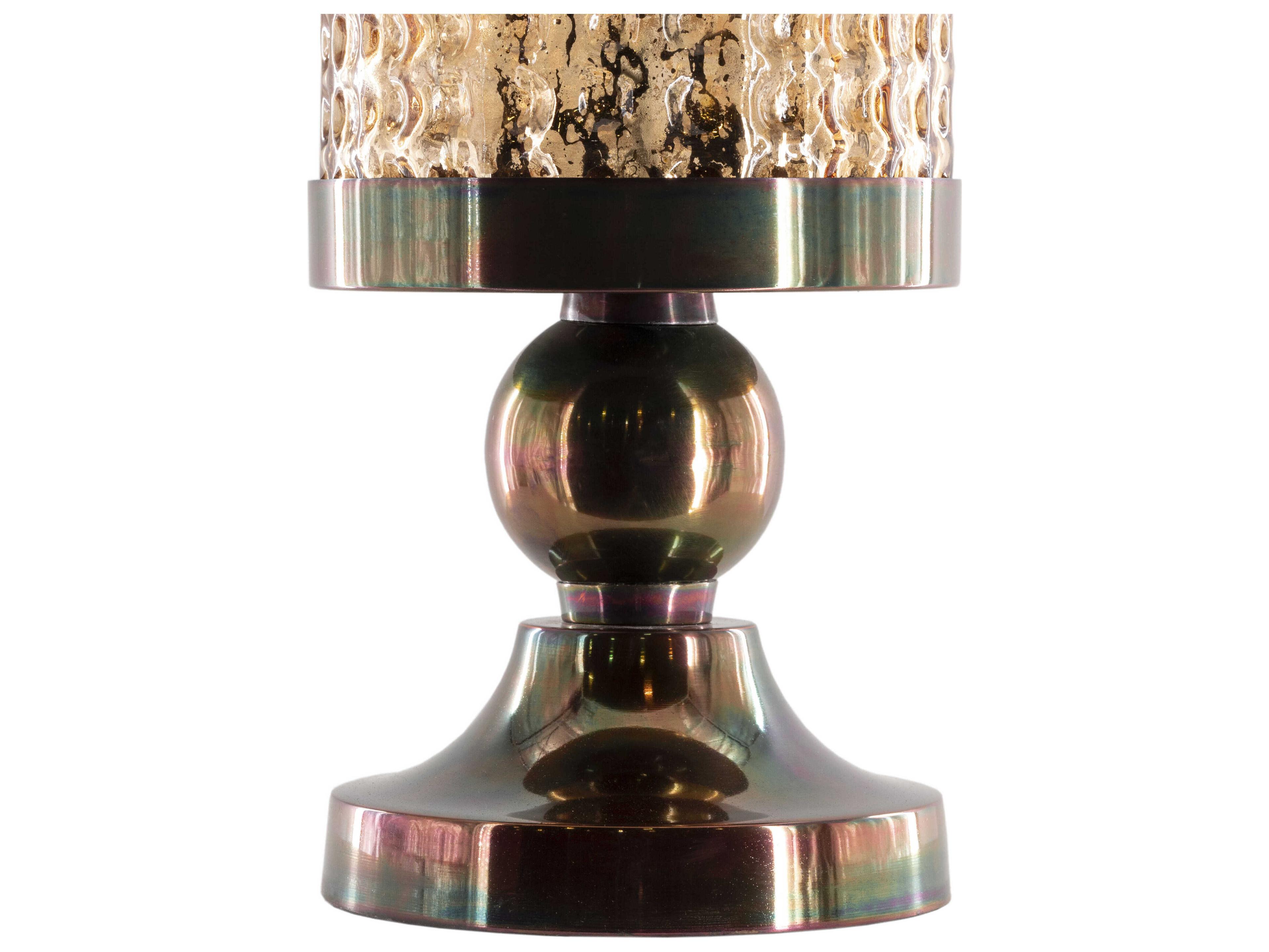 Surya Alsen Antiqued Champagne Beige Linen Bronze Buffet Lamp