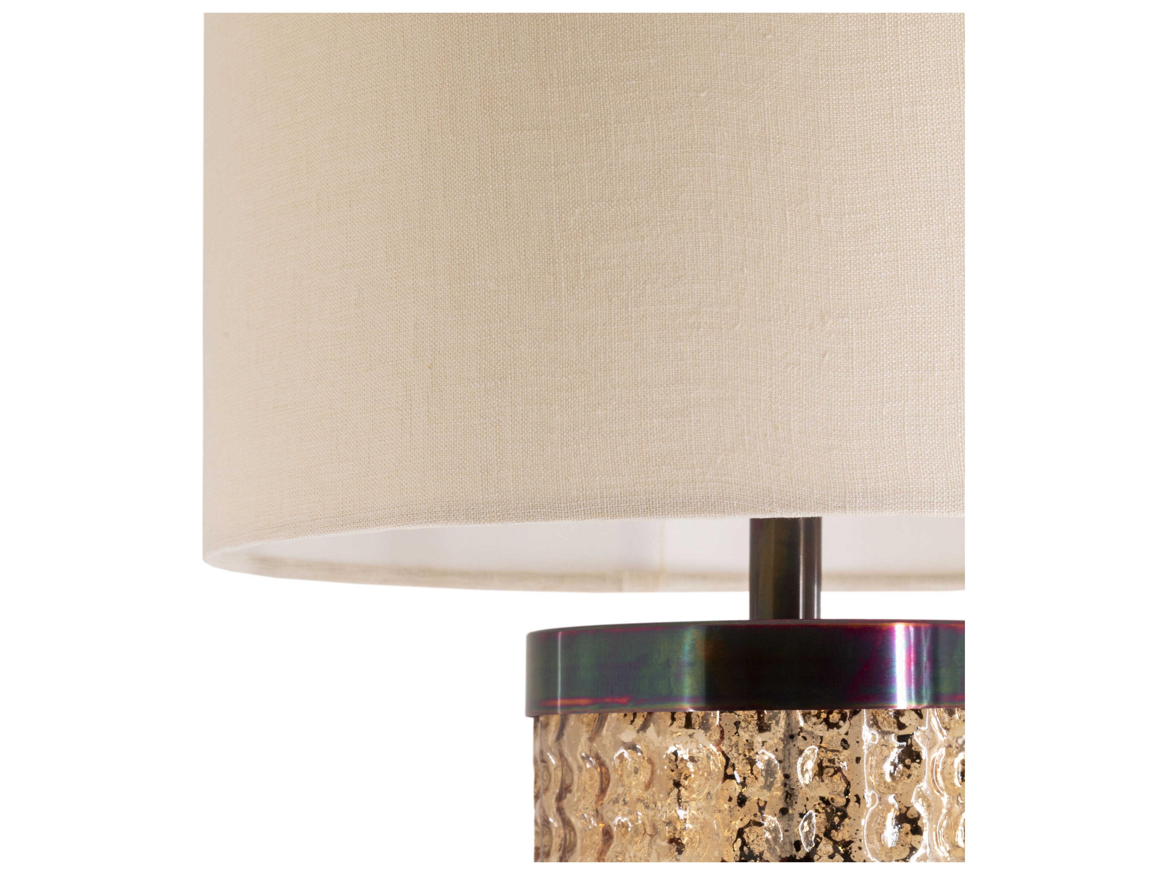 Surya Alsen Antiqued Champagne Beige Linen Bronze Buffet Lamp