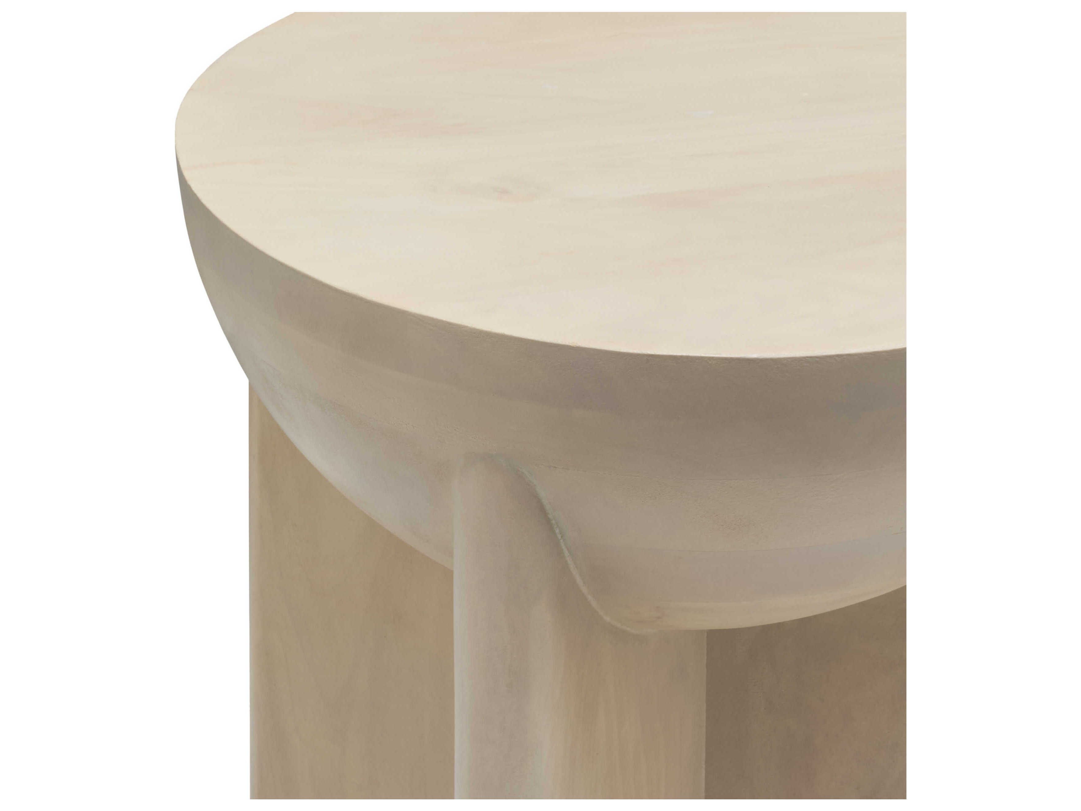 Surya Amari Round Wood Ivory End Table