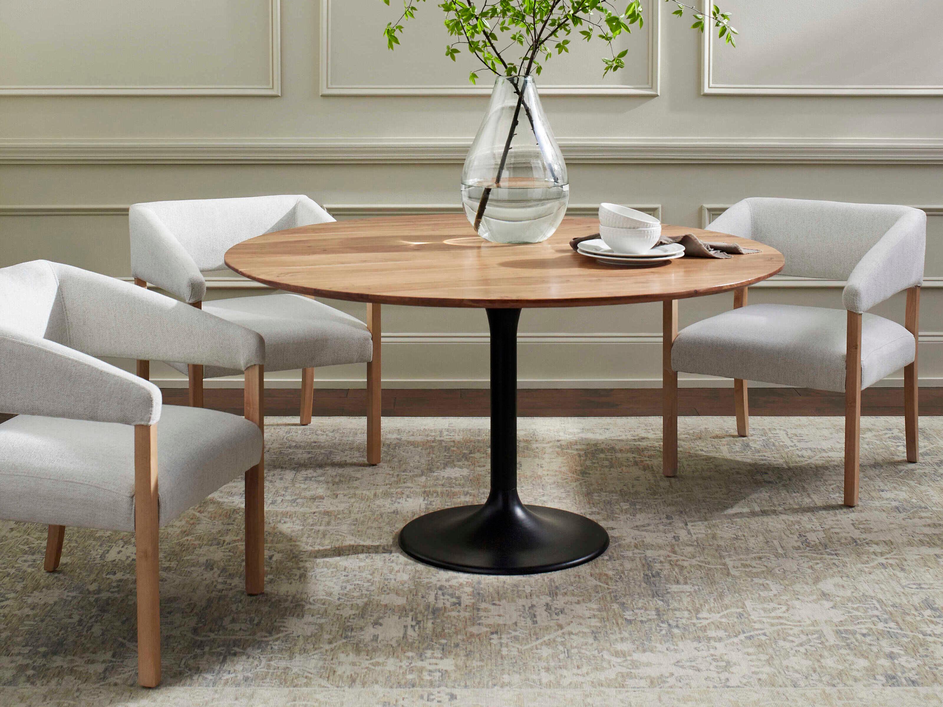 Surya Anatalia Round Wood Brown Black Dining Table