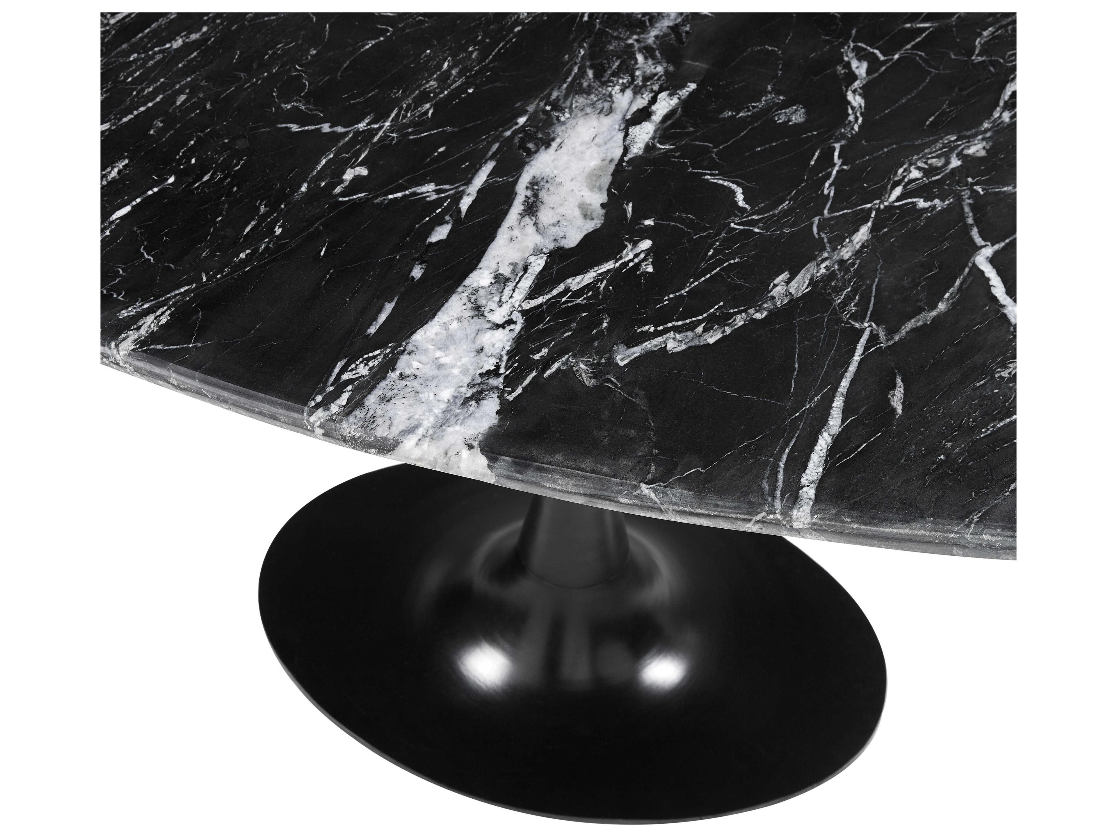 Surya Anatalia Oval Marble Black Dining Table