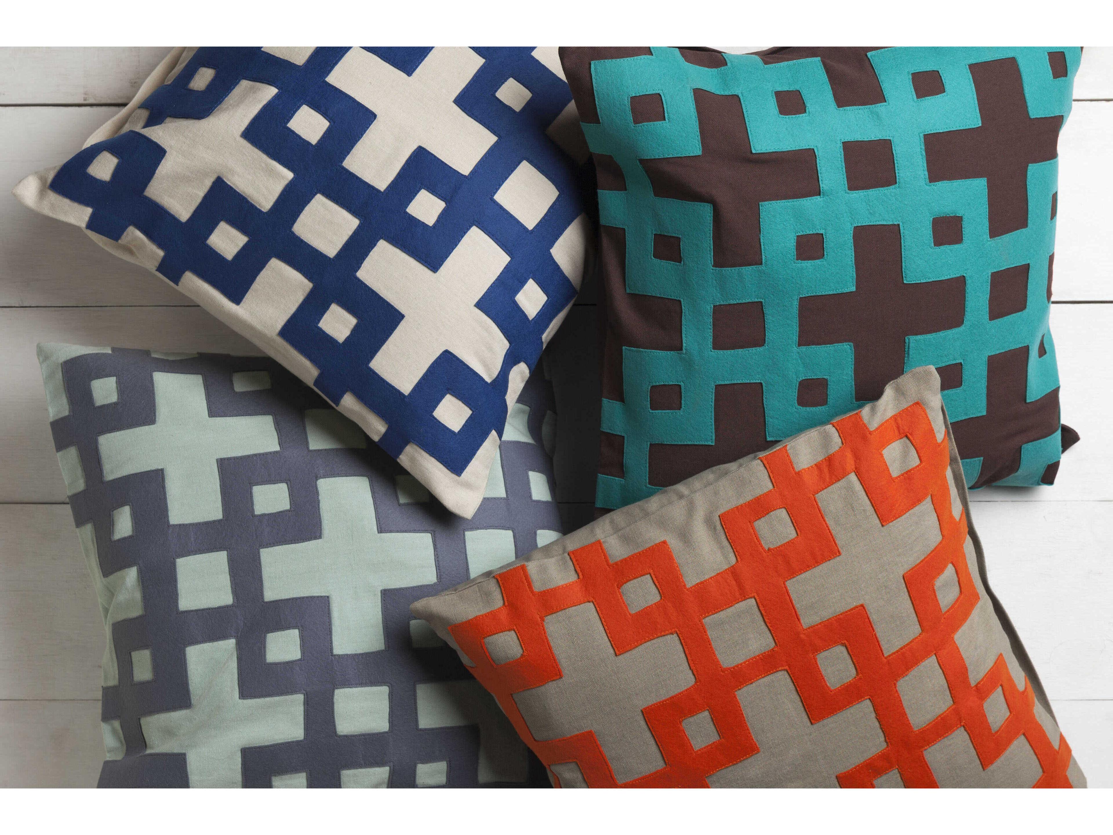 Surya Layered Blocks Medium Gray Pillow