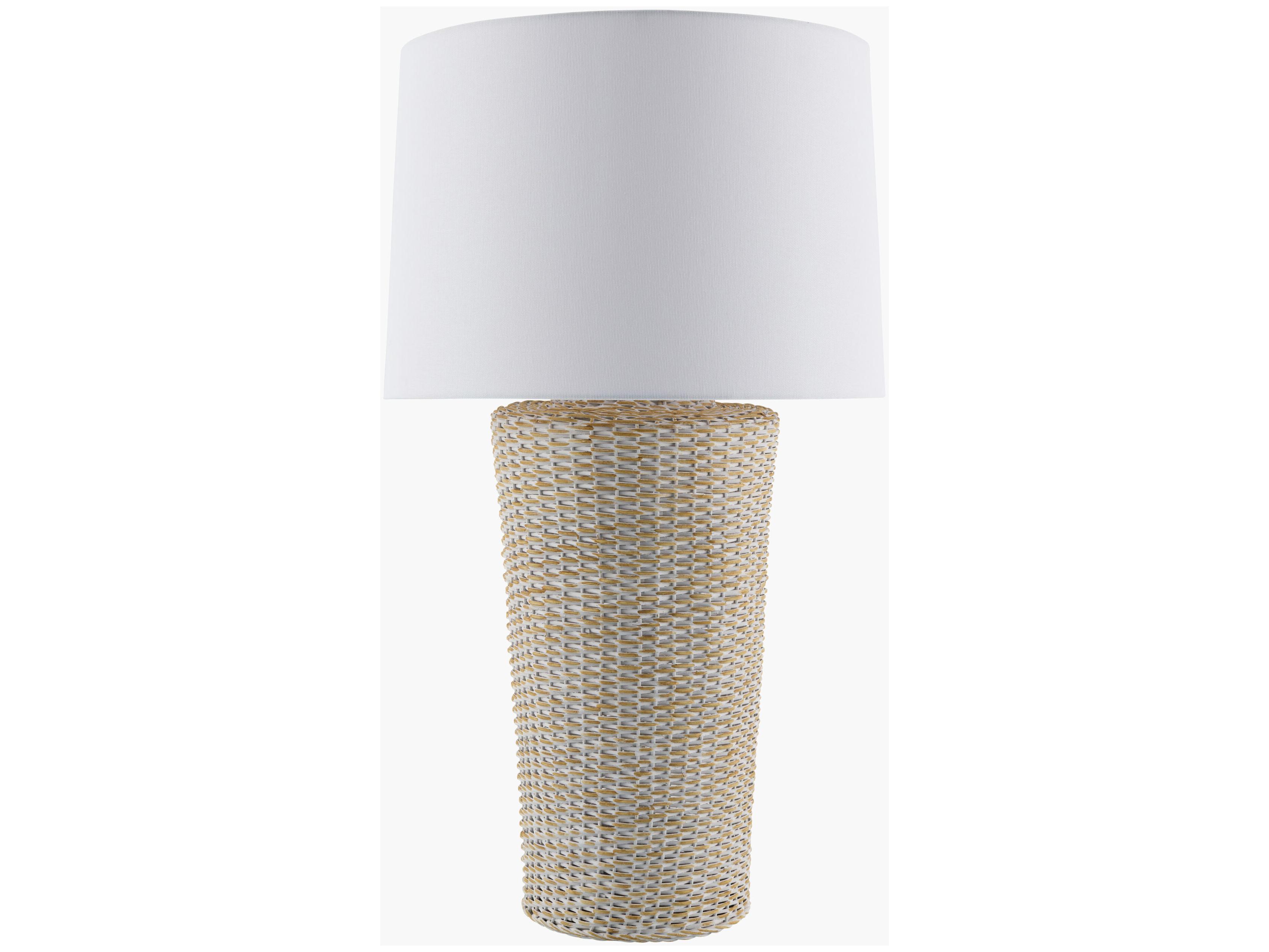 Surya Allura Natural White Linen Table Lamp