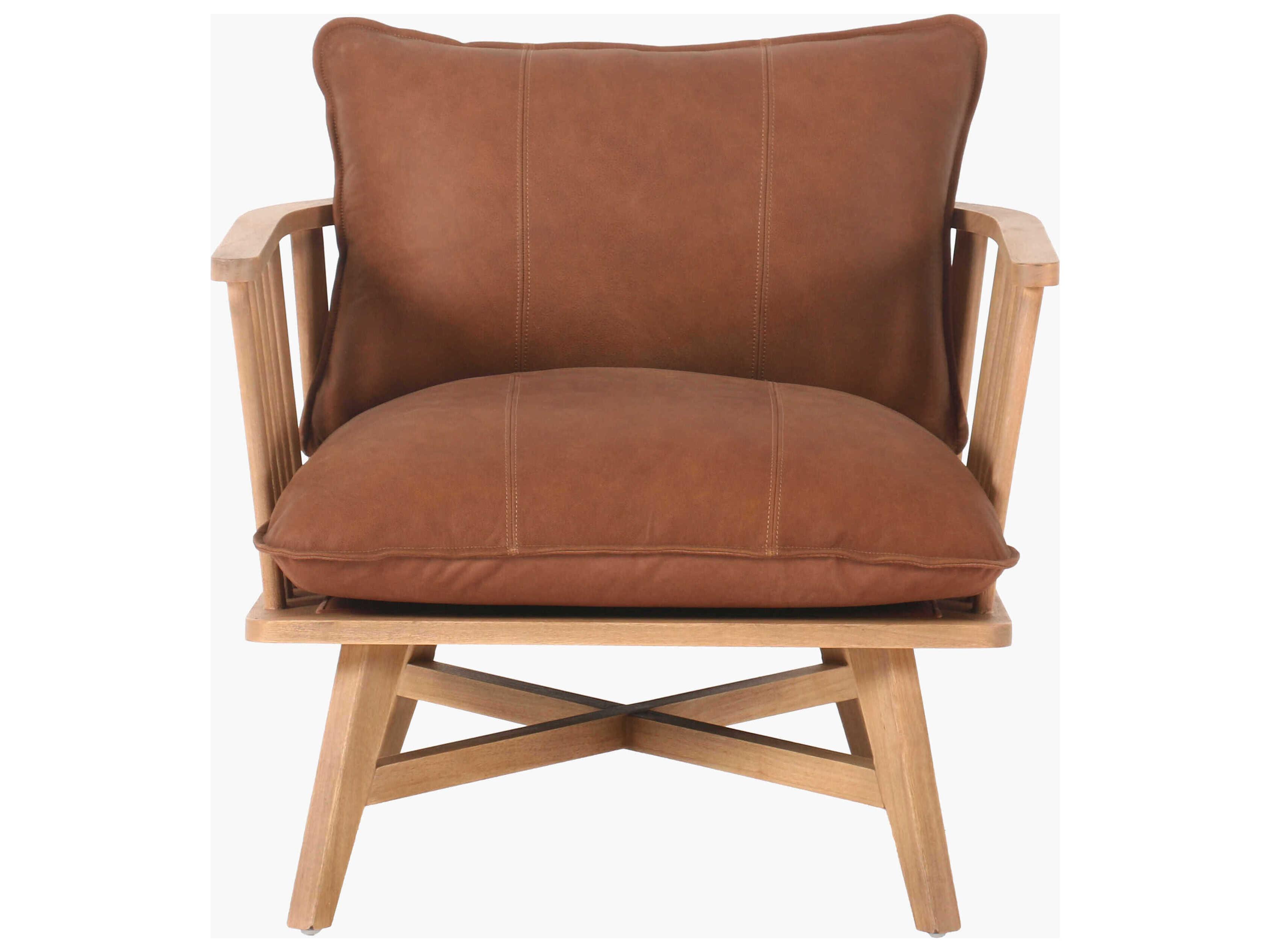 Surya Arco Brown Leather Accent Chair