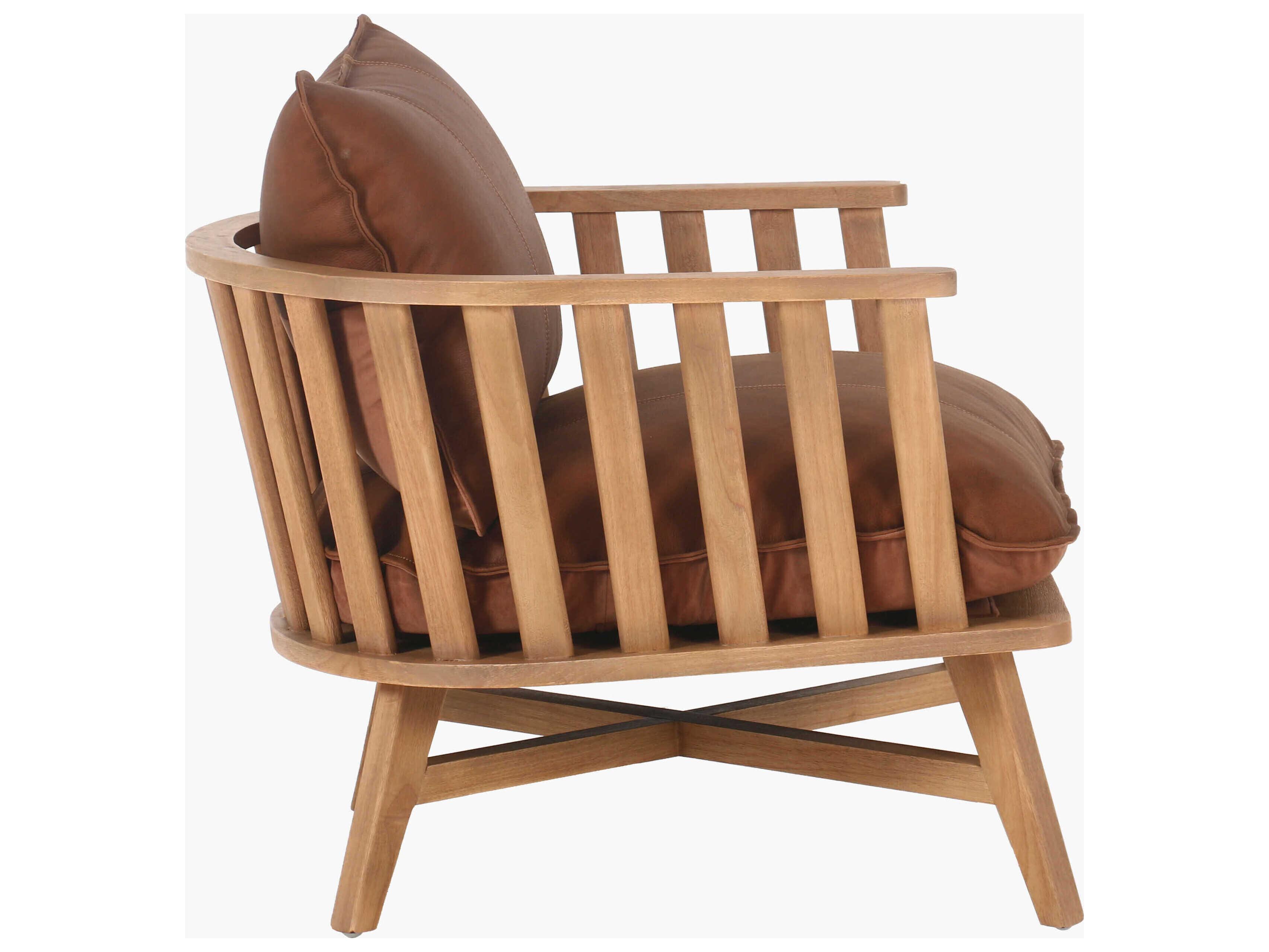 Surya Arco Brown Leather Accent Chair