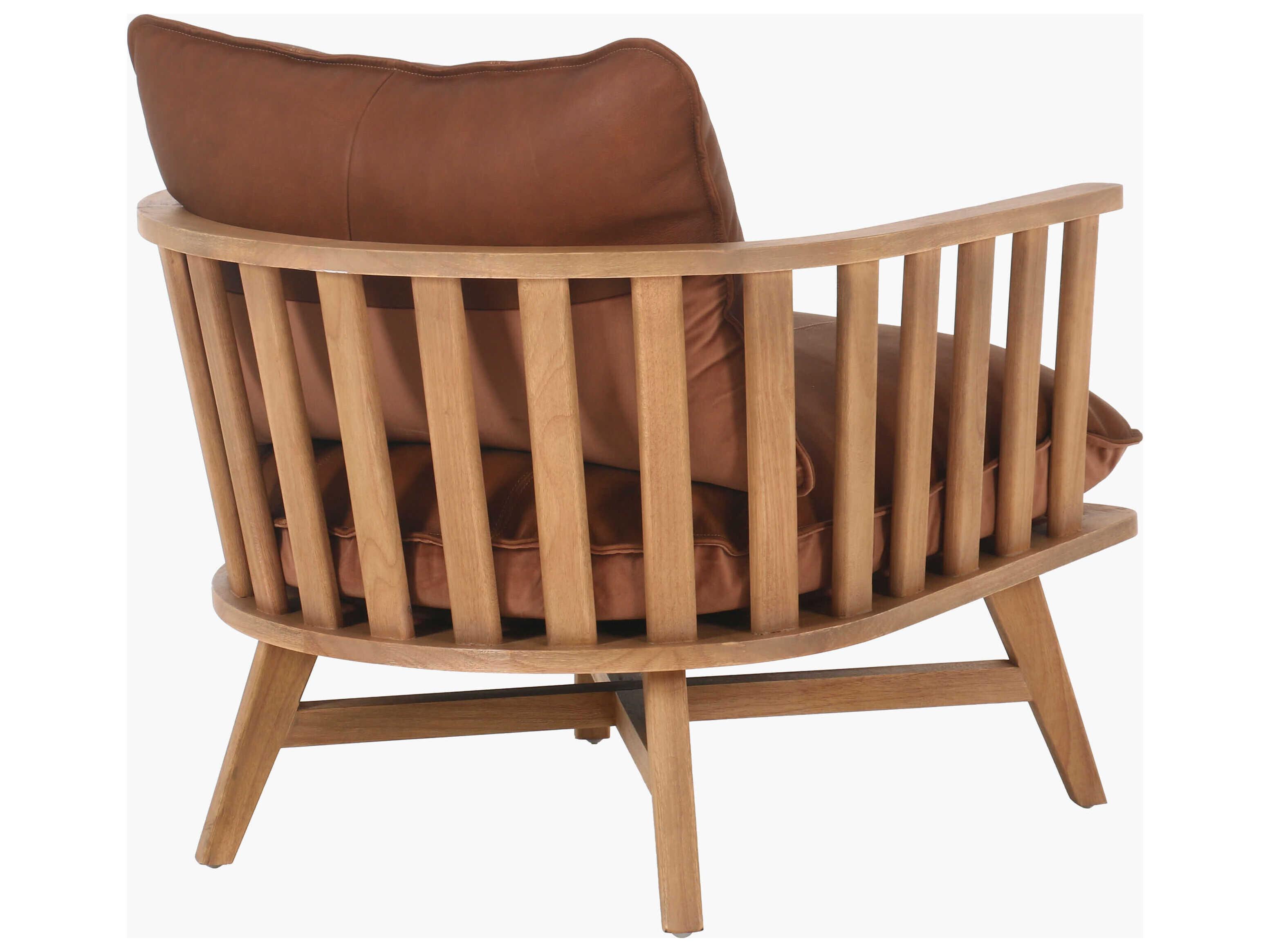 Surya Arco Brown Leather Accent Chair