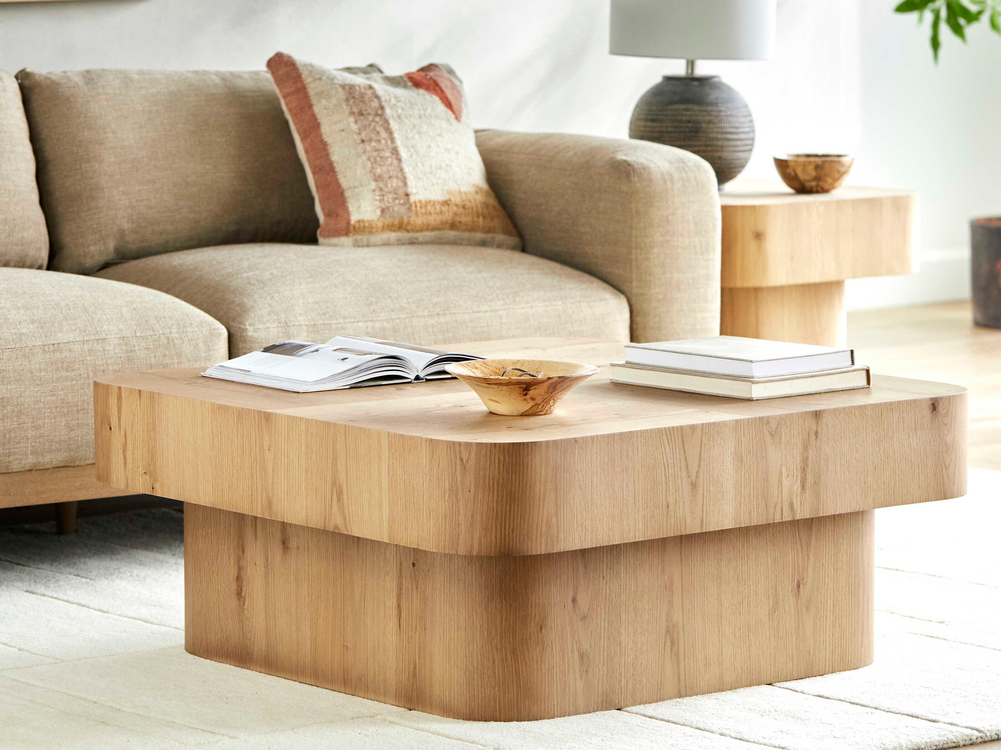 Surya Arquette Square Wood Clear Coffee Table