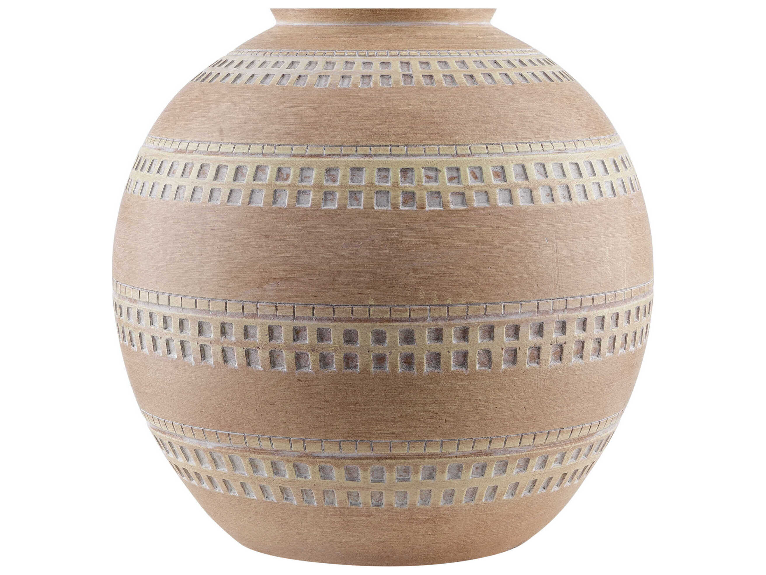 Surya Atollo Brick White Linen Brown Table Lamp