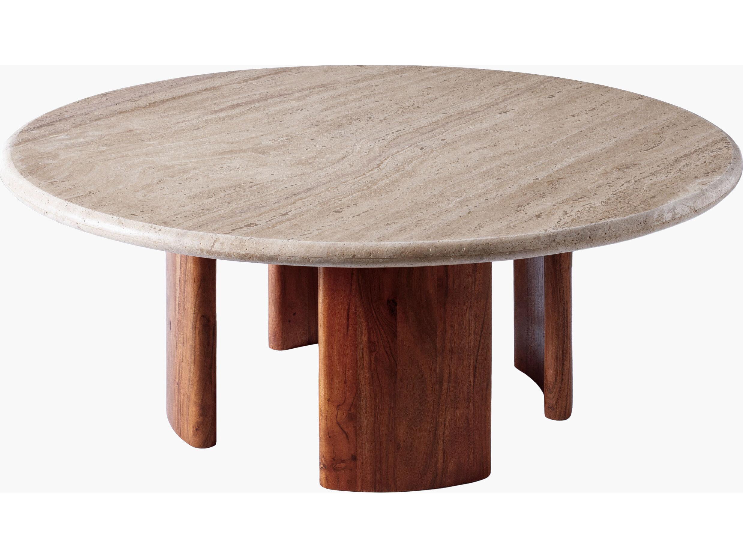 Surya Abacus Round Cream Brown Coffee Table