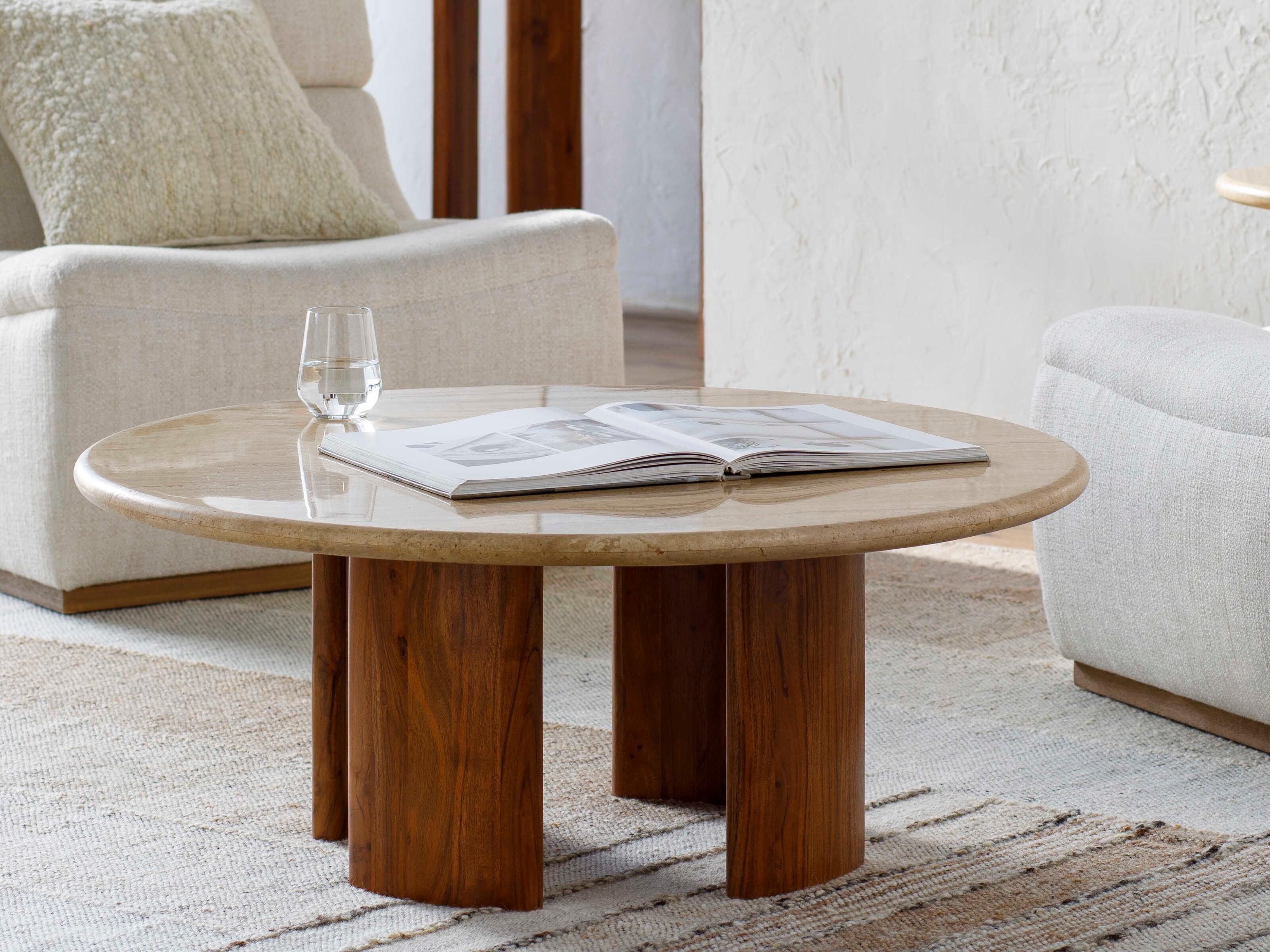 Surya Abacus Round Cream Brown Coffee Table