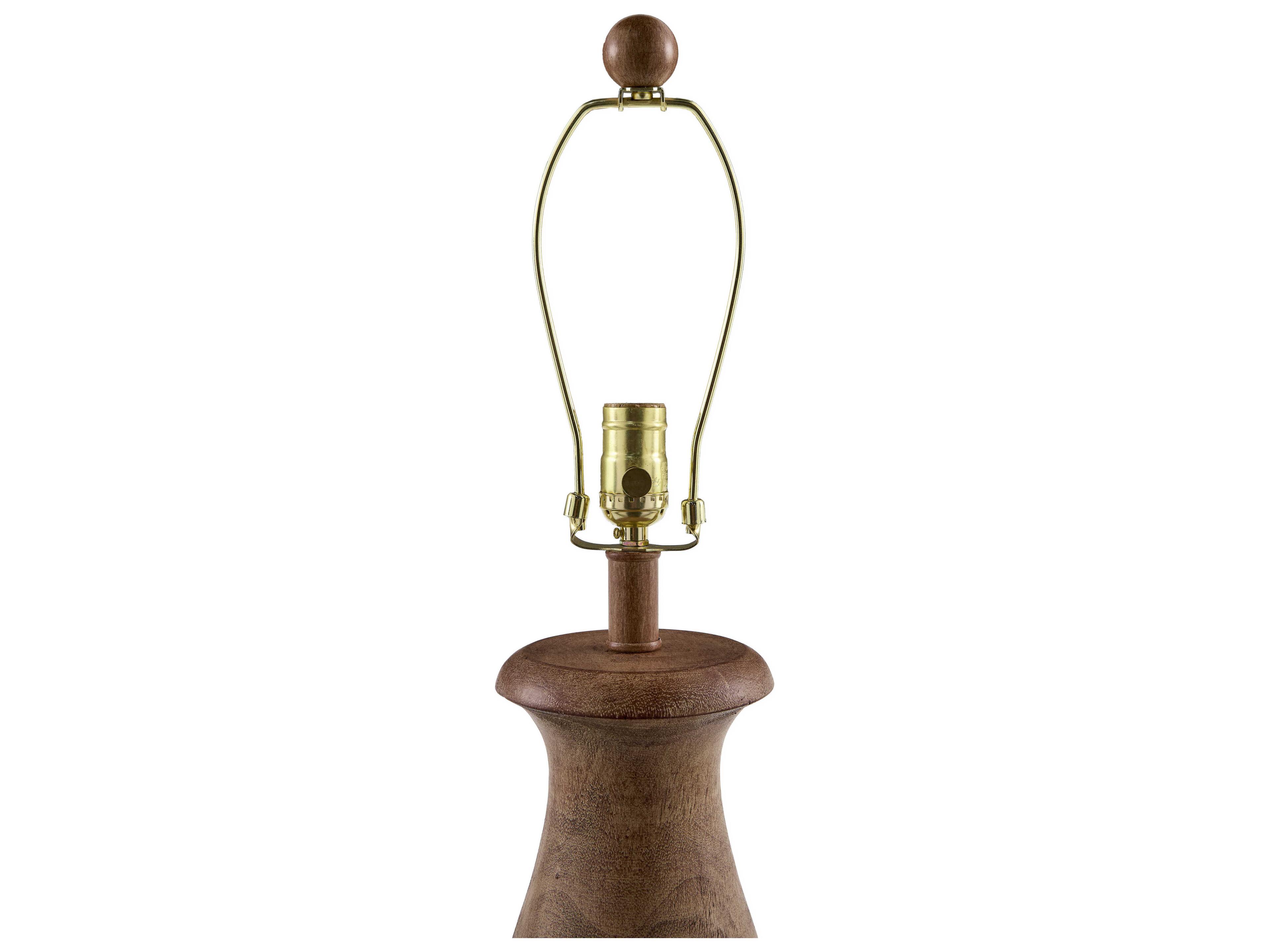Surya Alvimare Painted Dark Brown Beige Linen Traditional Buffet Lamp