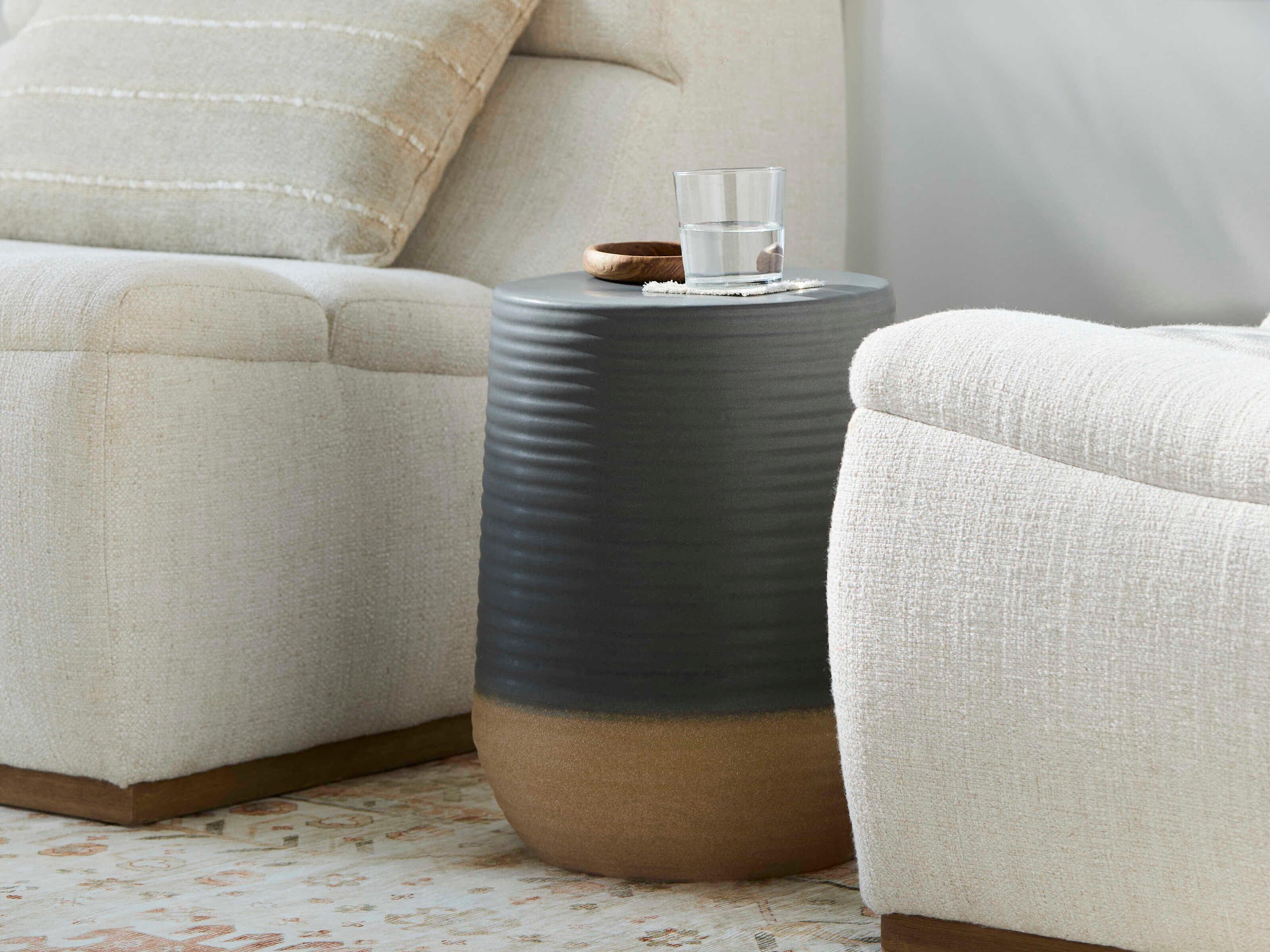 Surya Terraza Gray Khaki Accent Stool