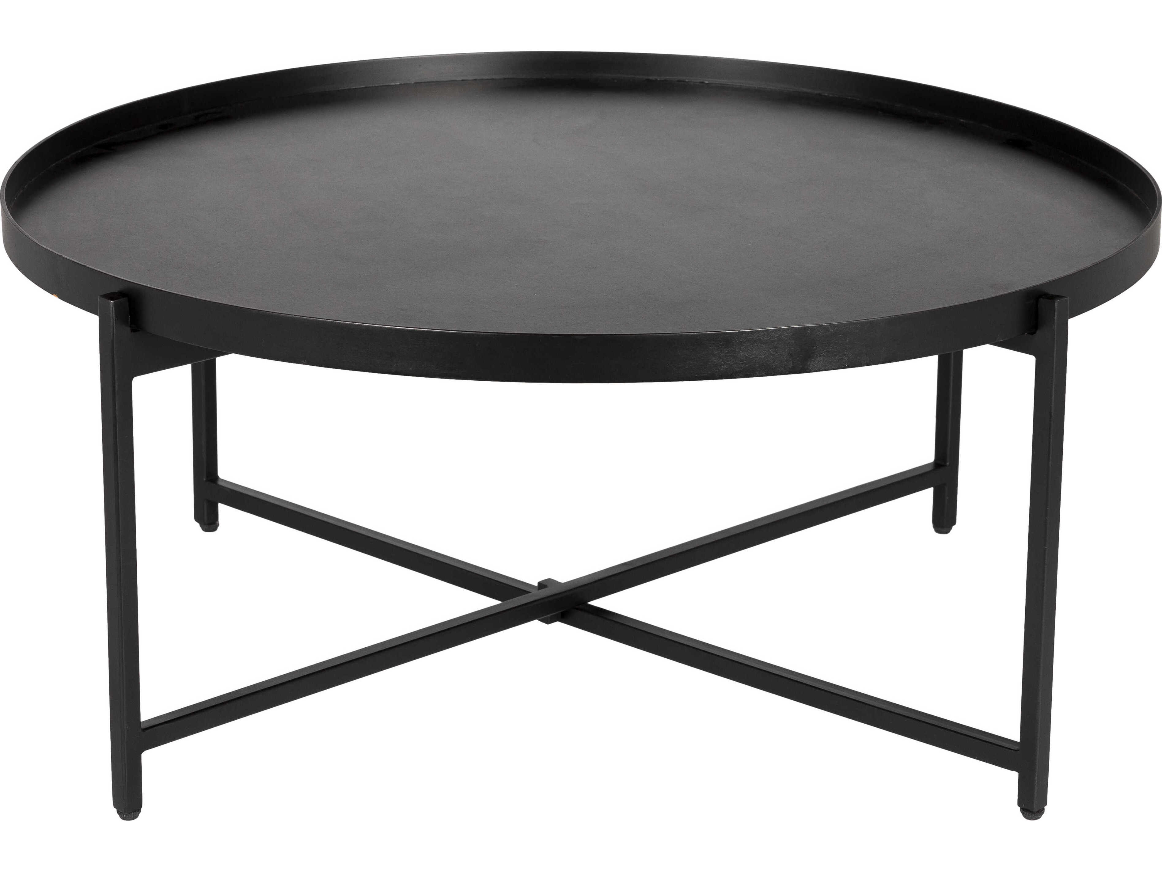 Surya Aracruz Round Wood Black Coffee Table
