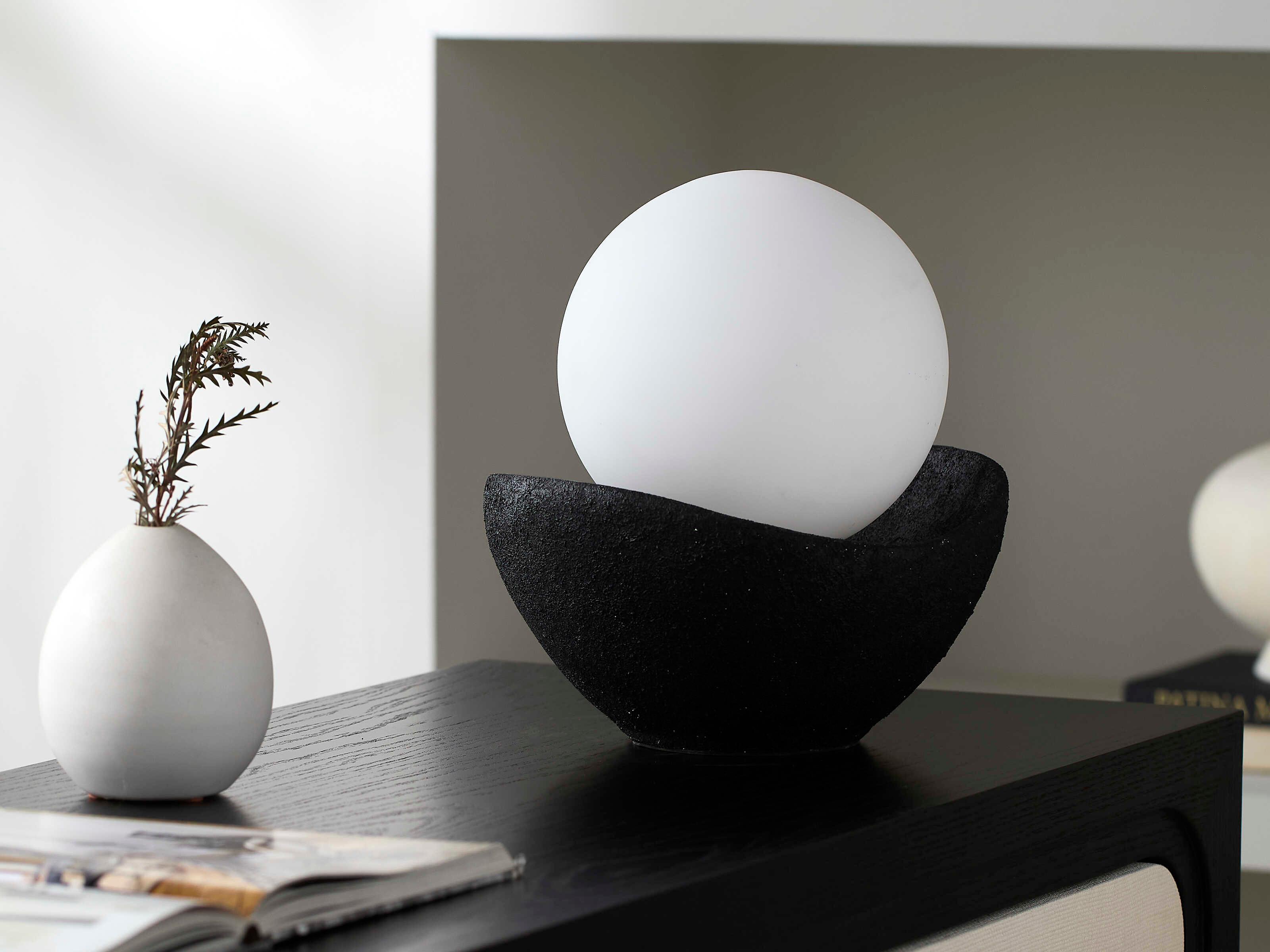 Surya Bocca Black White Glass Table Lamp