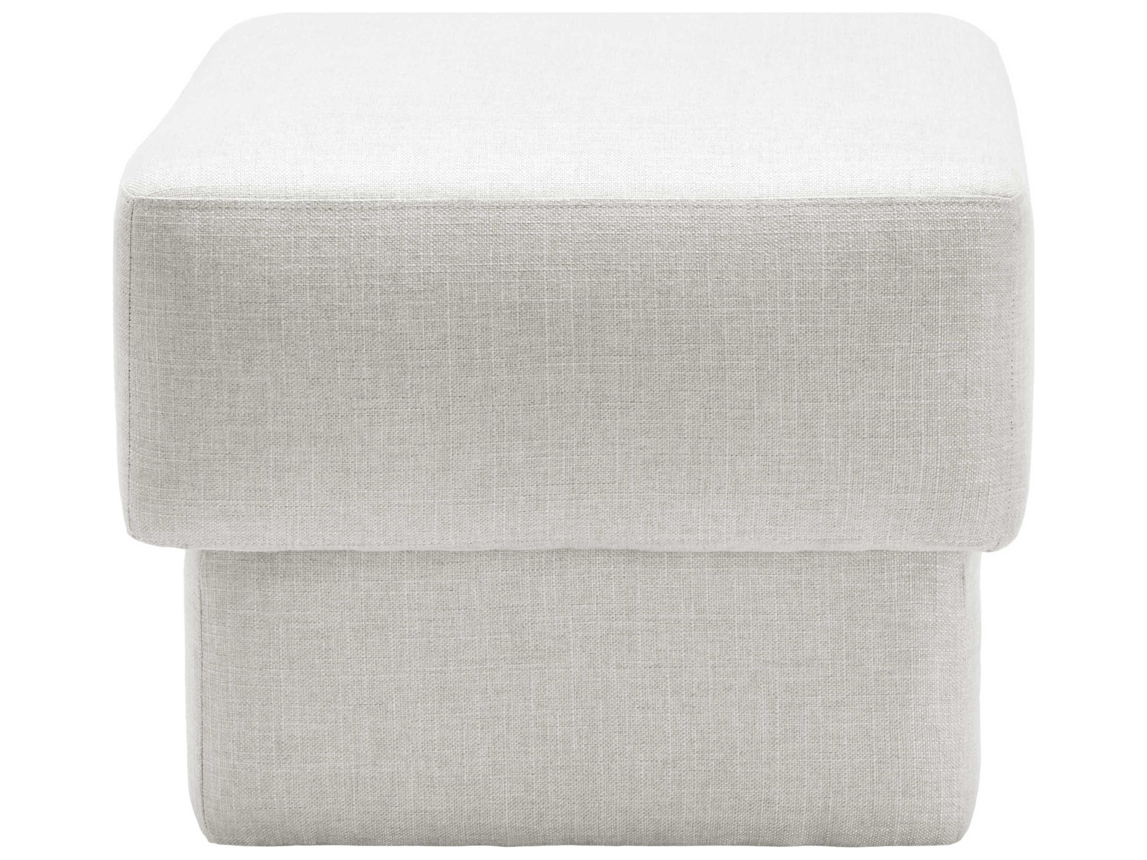 Surya Beldon White Upholstered Ottoman
