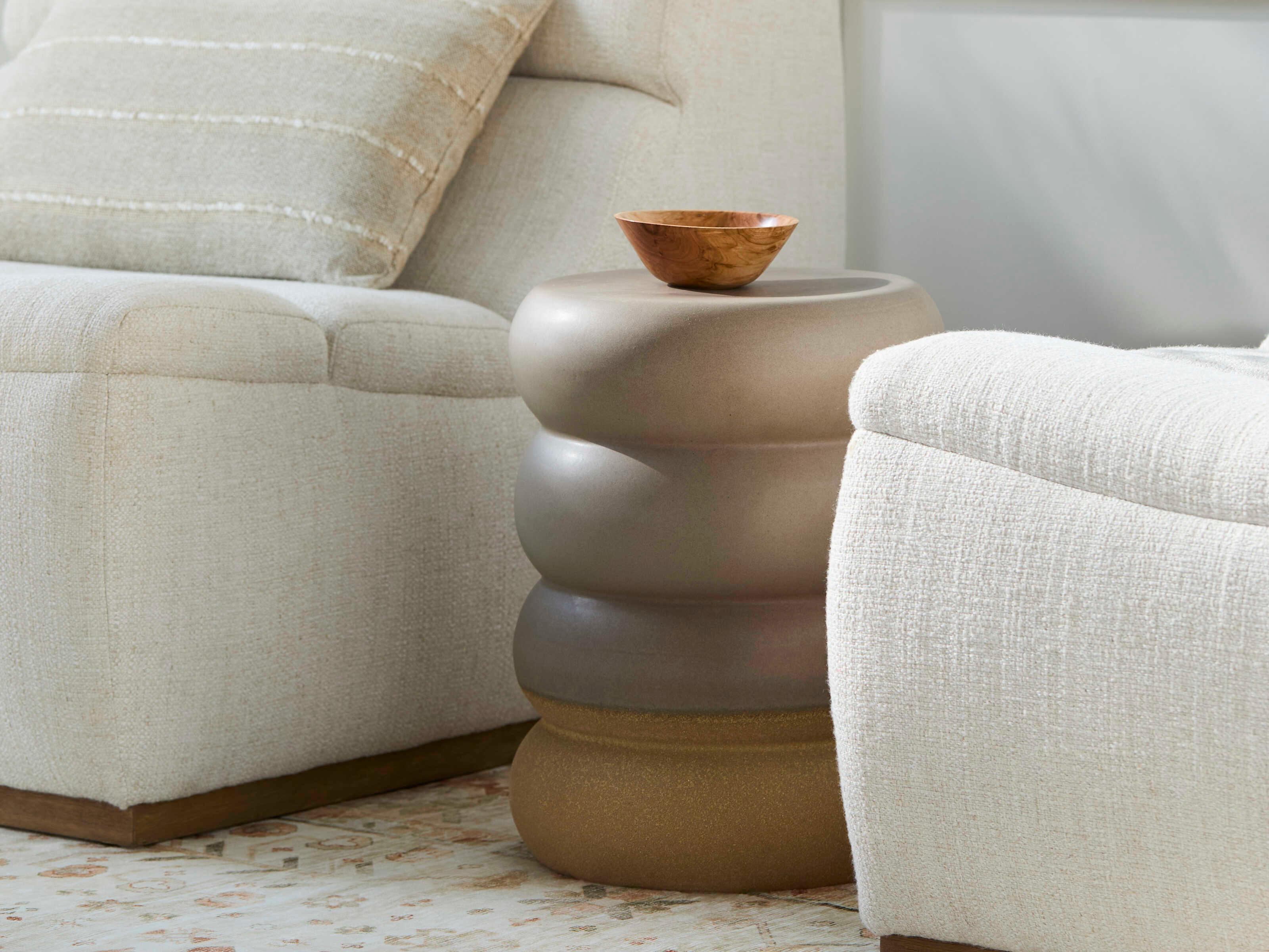 Surya Bizen Brown Khaki Accent Stool