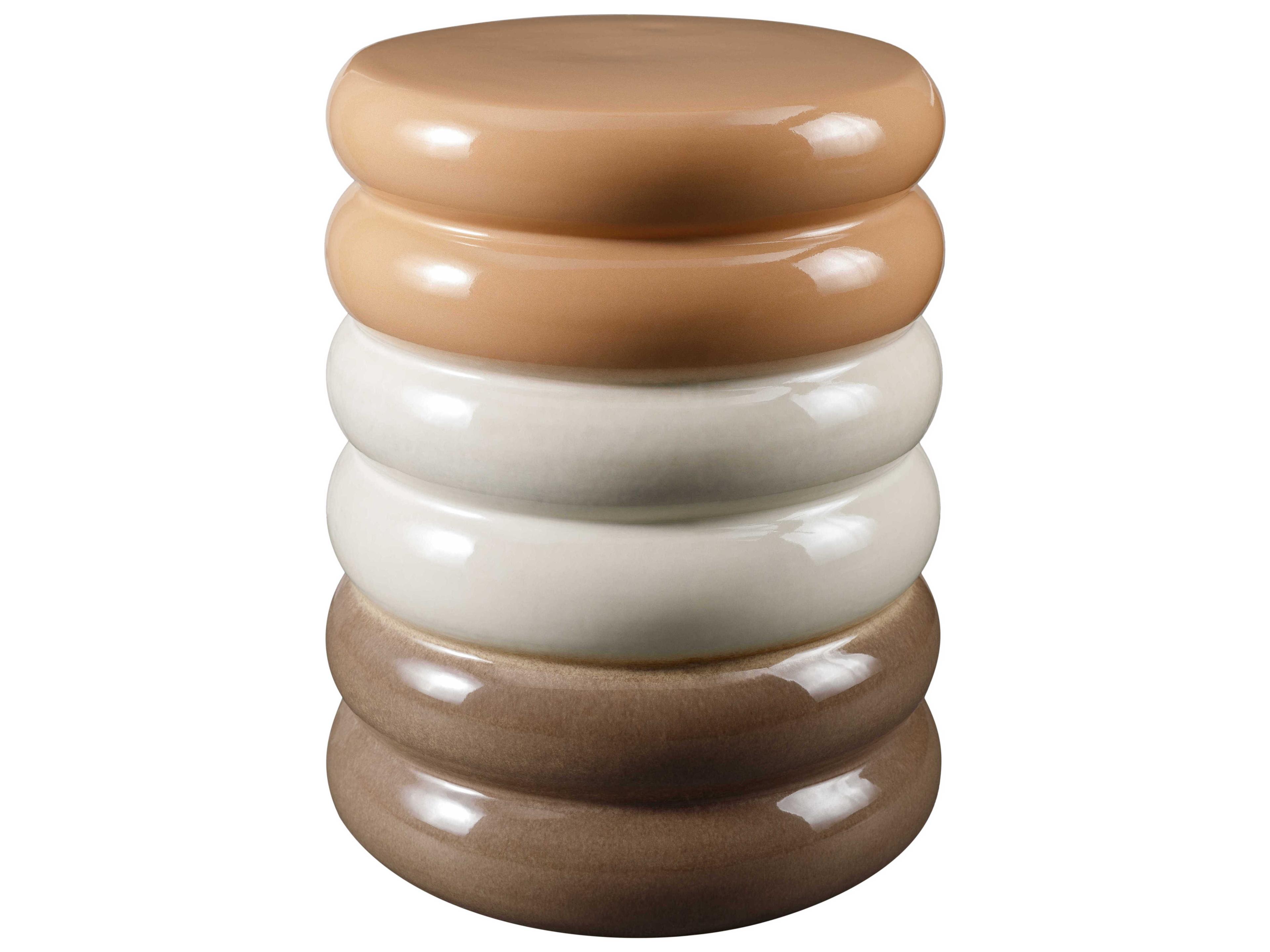 Surya Bizen Blush Cream Gray Accent Stool