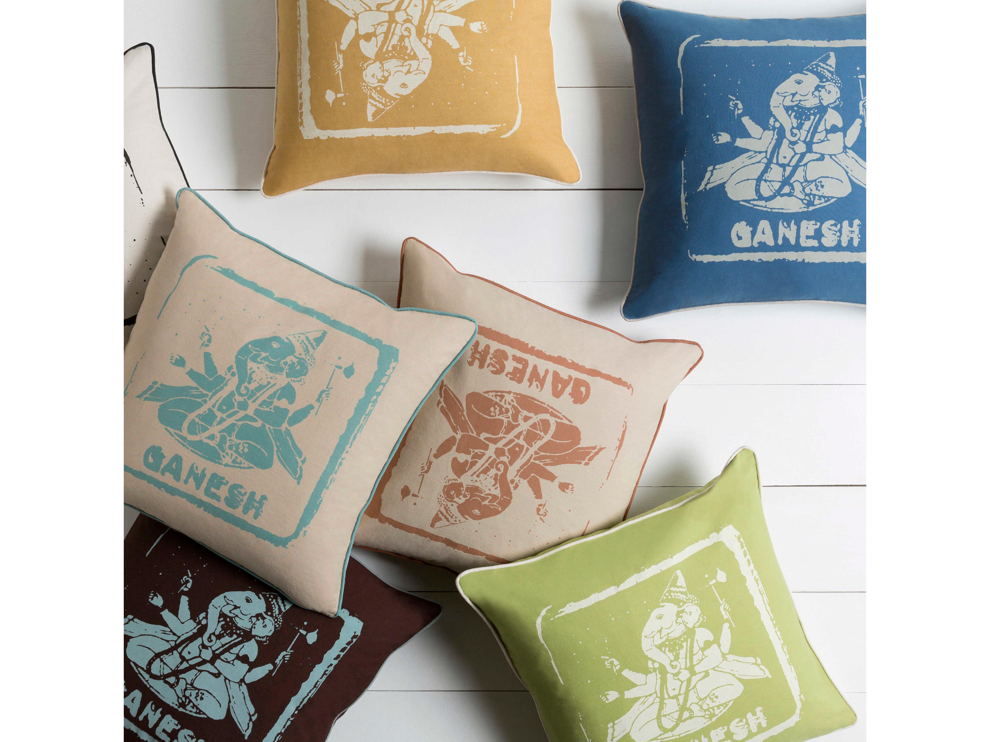 Surya Big Kid Blocks Ice Blue Pillow