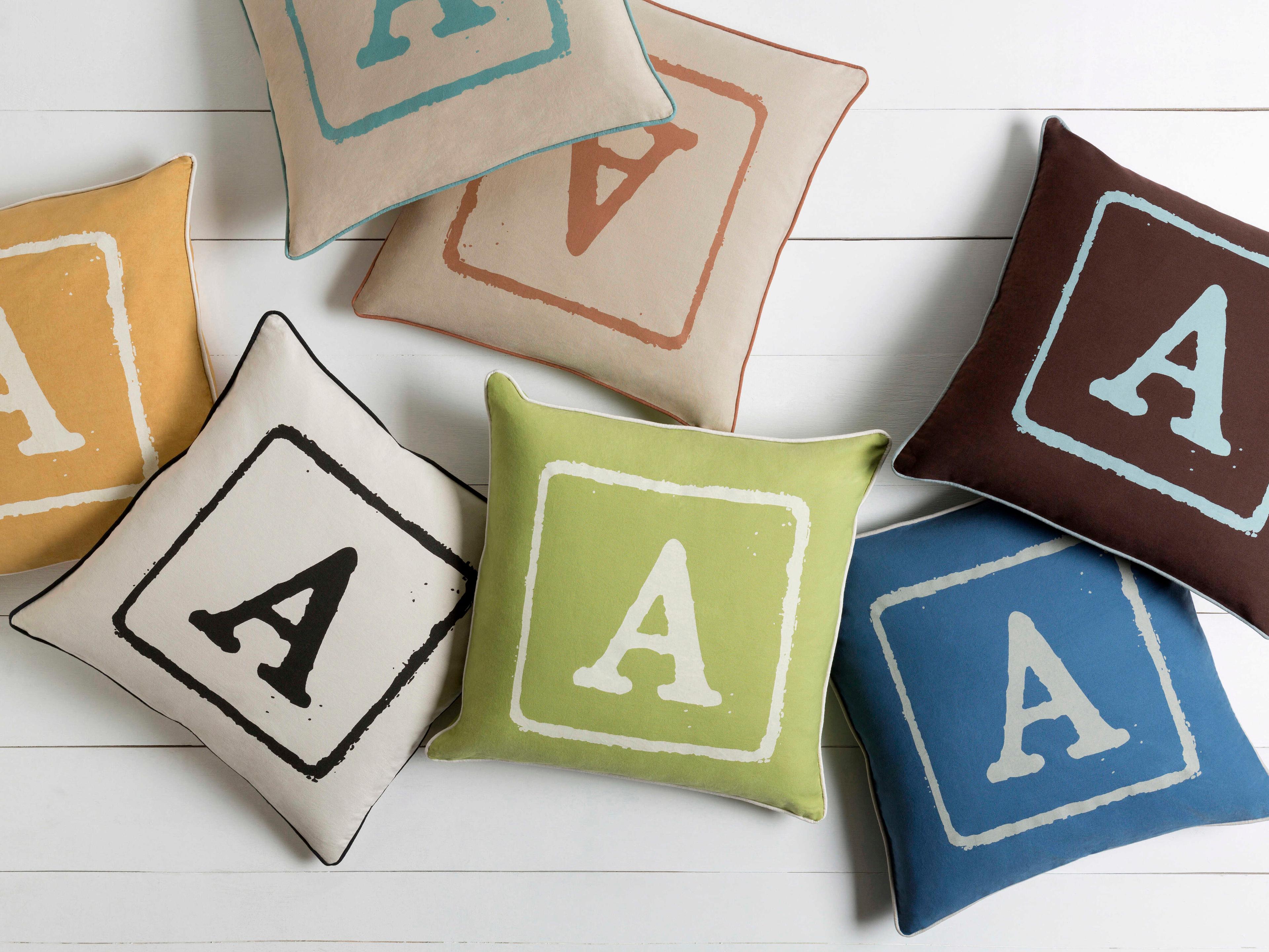 Surya Big Kid Blocks Blue Pillow