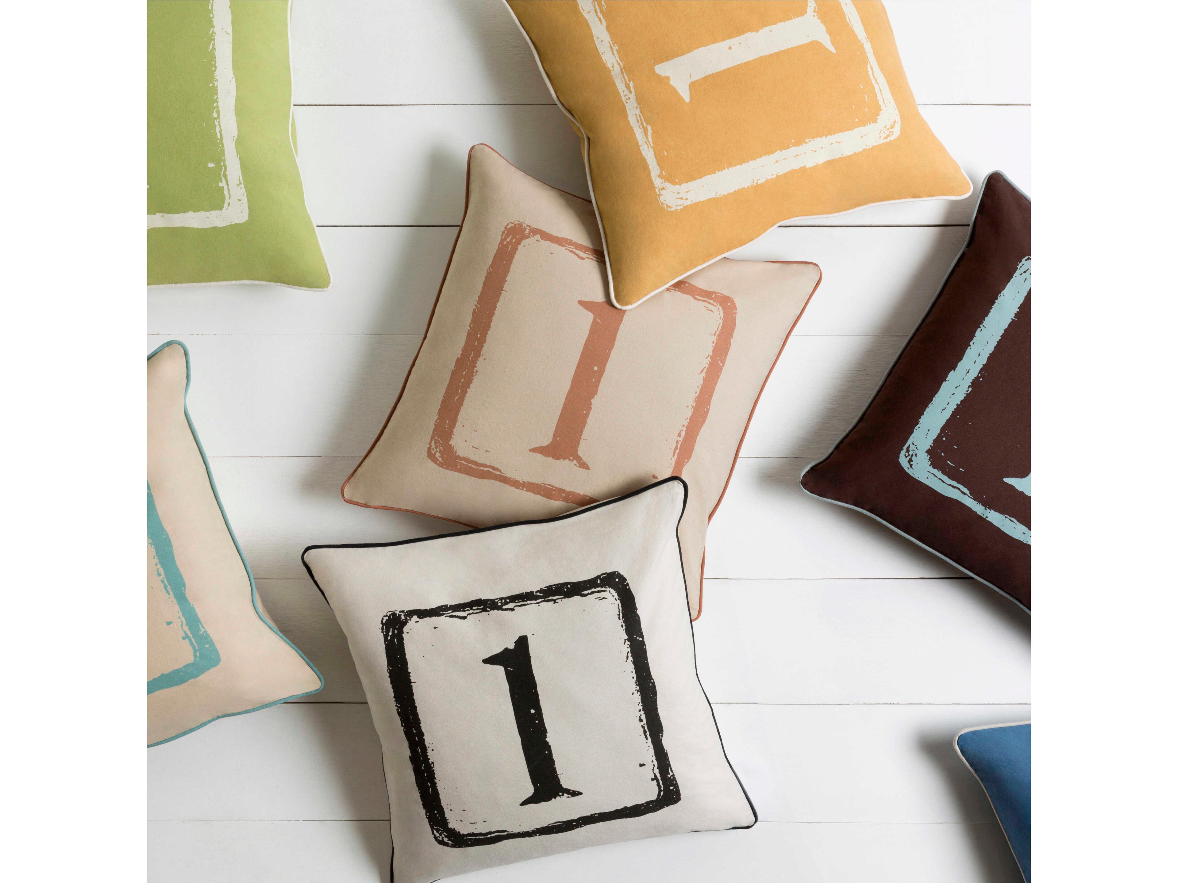 Surya Big Kid Blocks Ice Blue Pillow