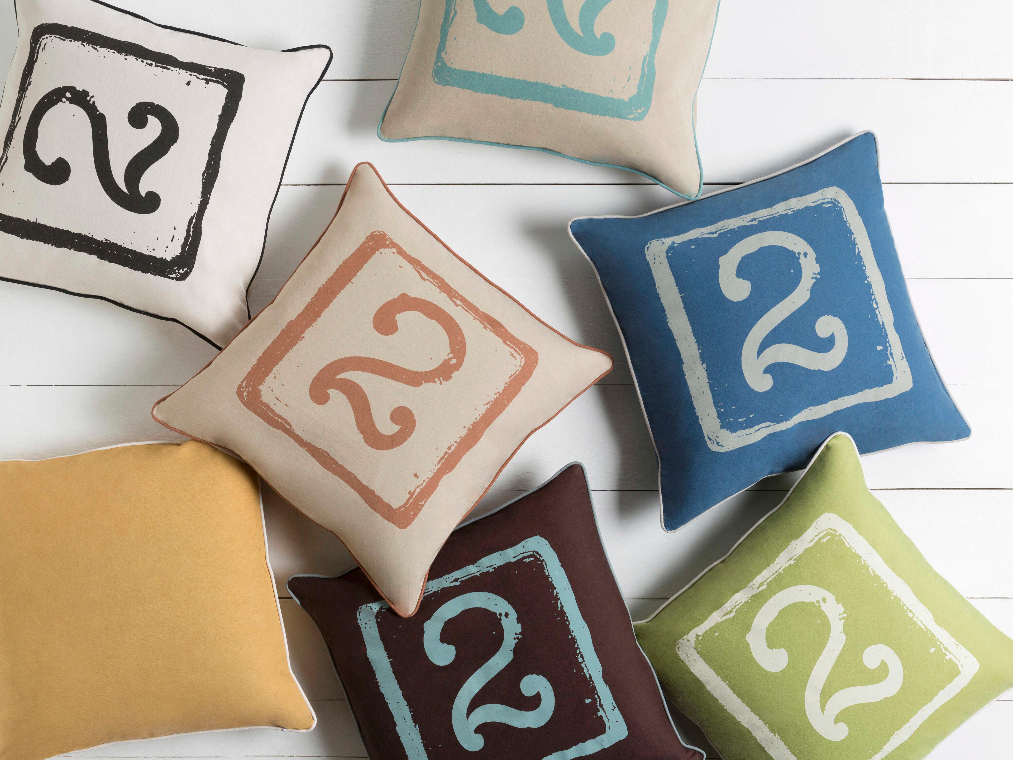 Surya Big Kid Blocks Mustard Pillow