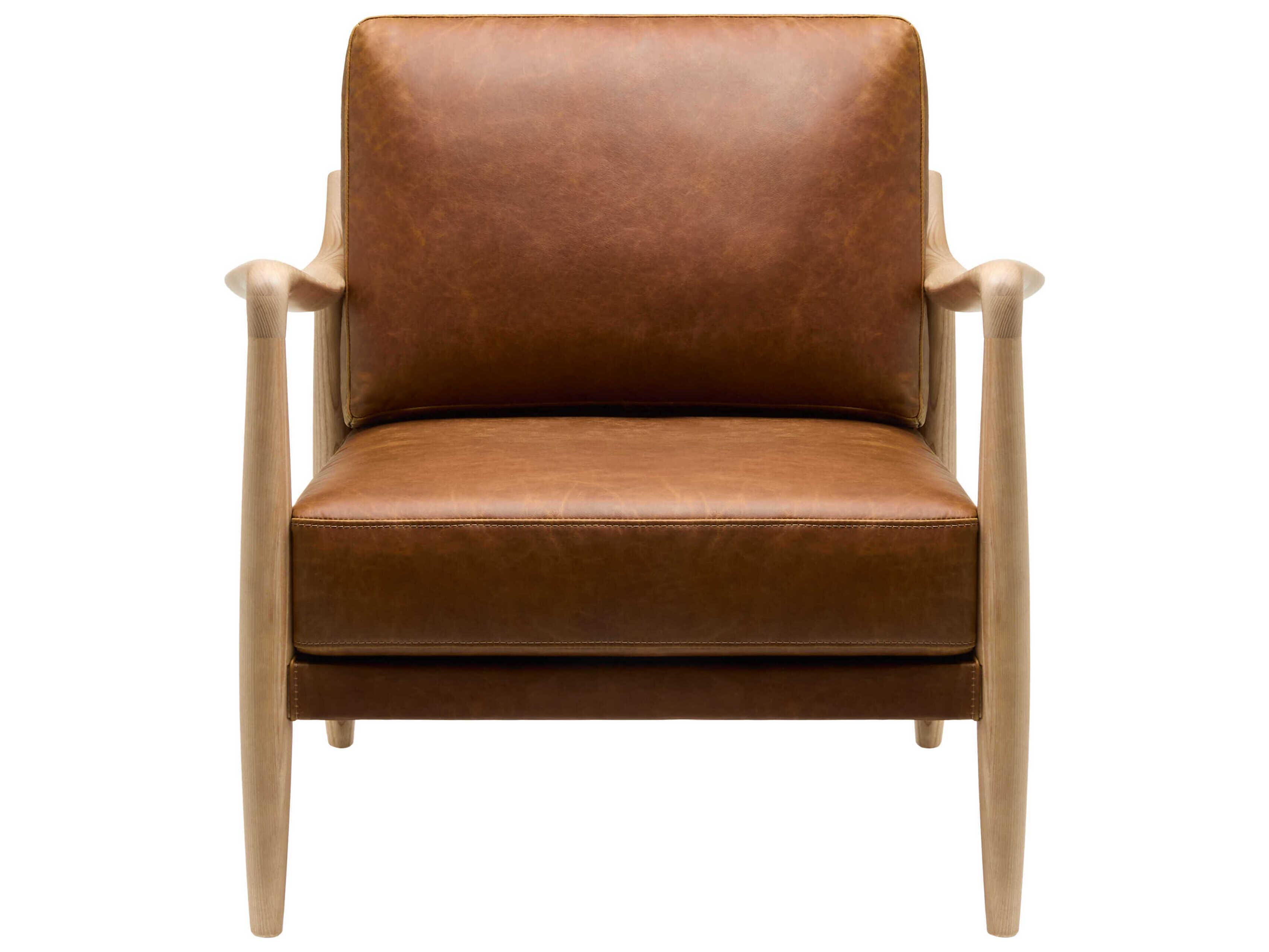 Surya Gaviota Brown Leather Accent Chair