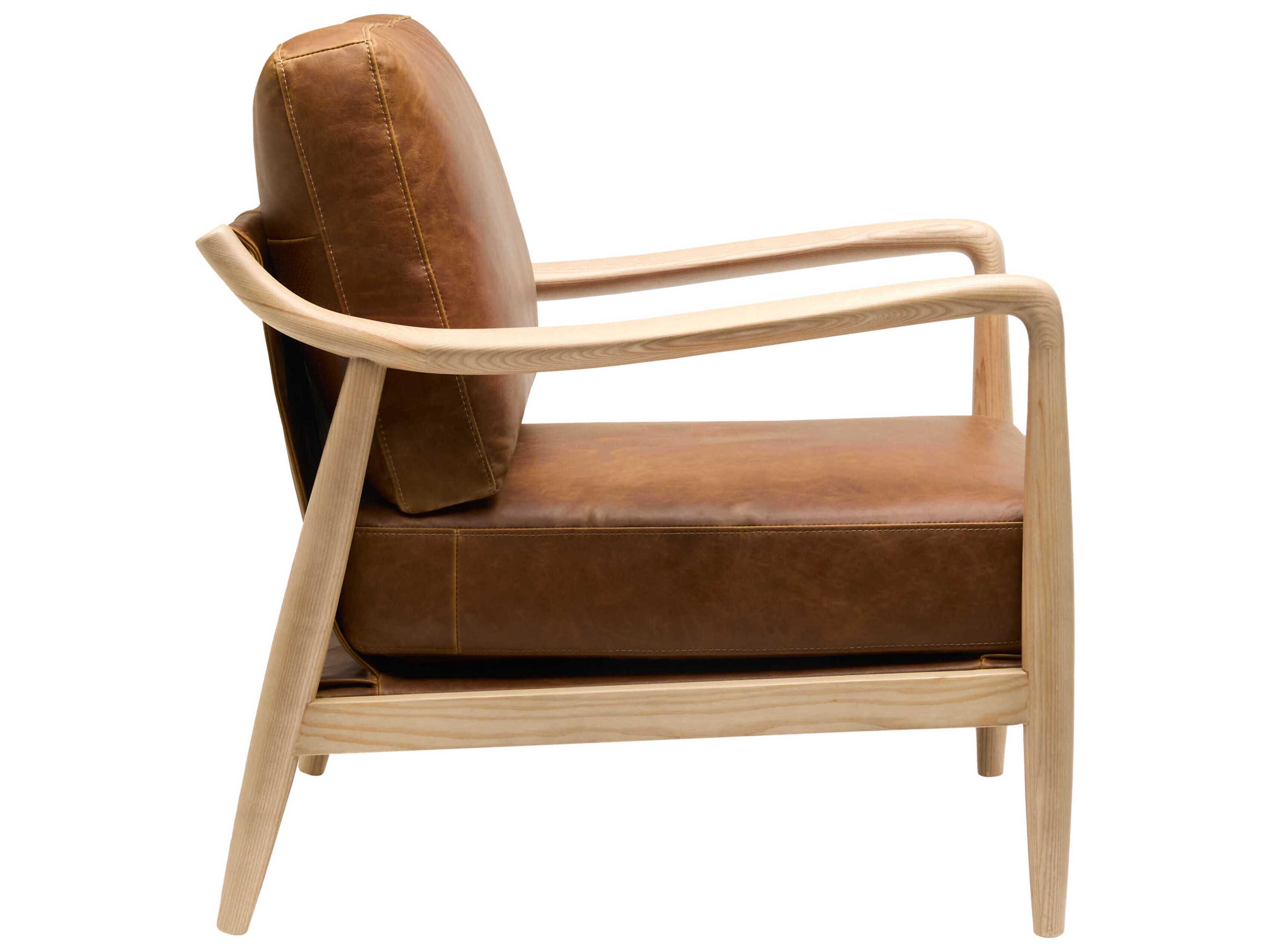 Surya Gaviota Brown Leather Accent Chair