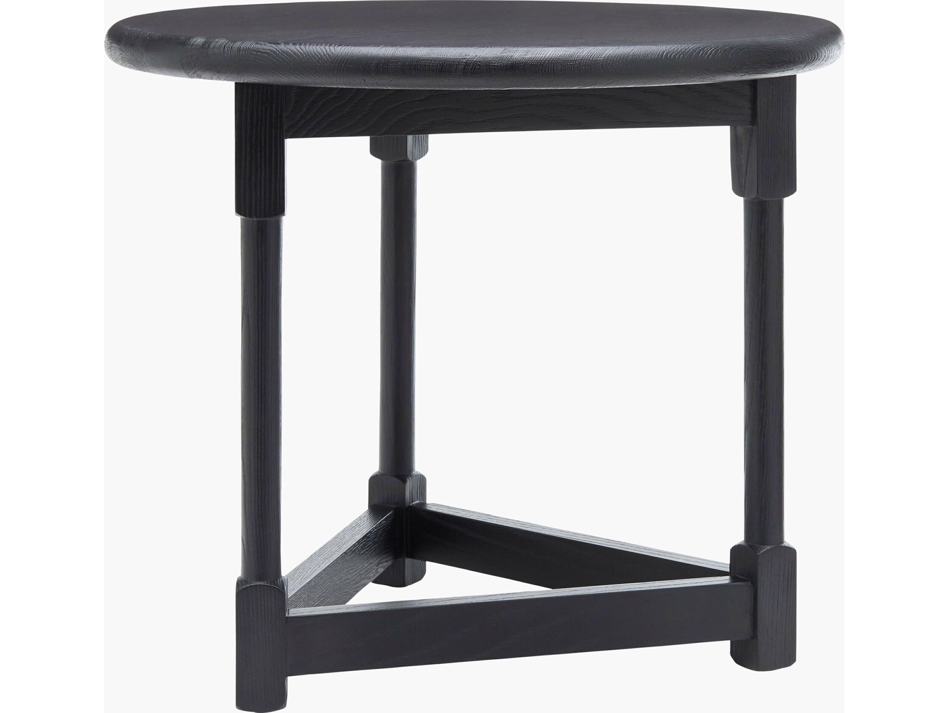 Surya Becki Owens Leandro Round Wood Black End Table