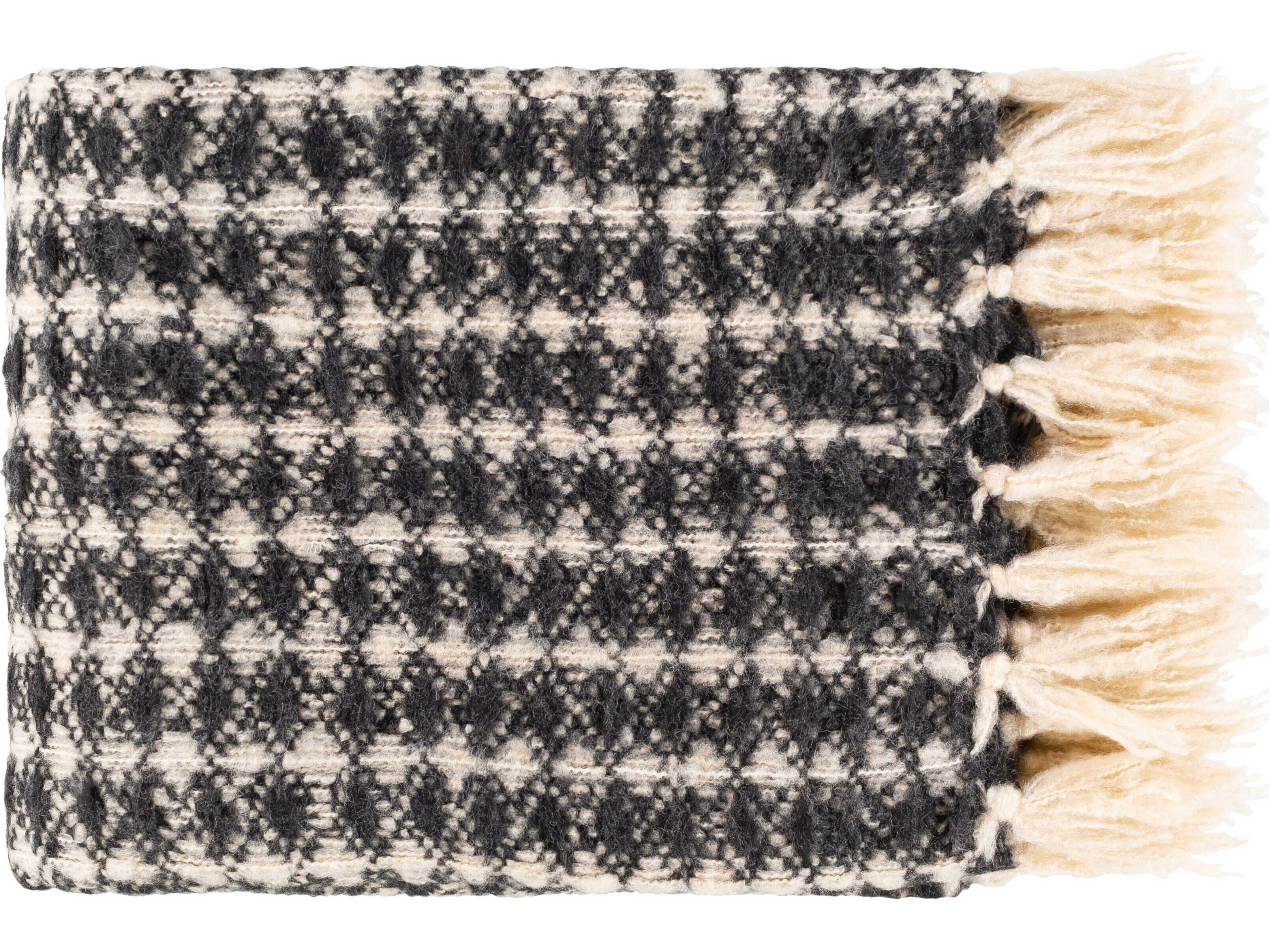 Surya Boris Black / Off-White Throw