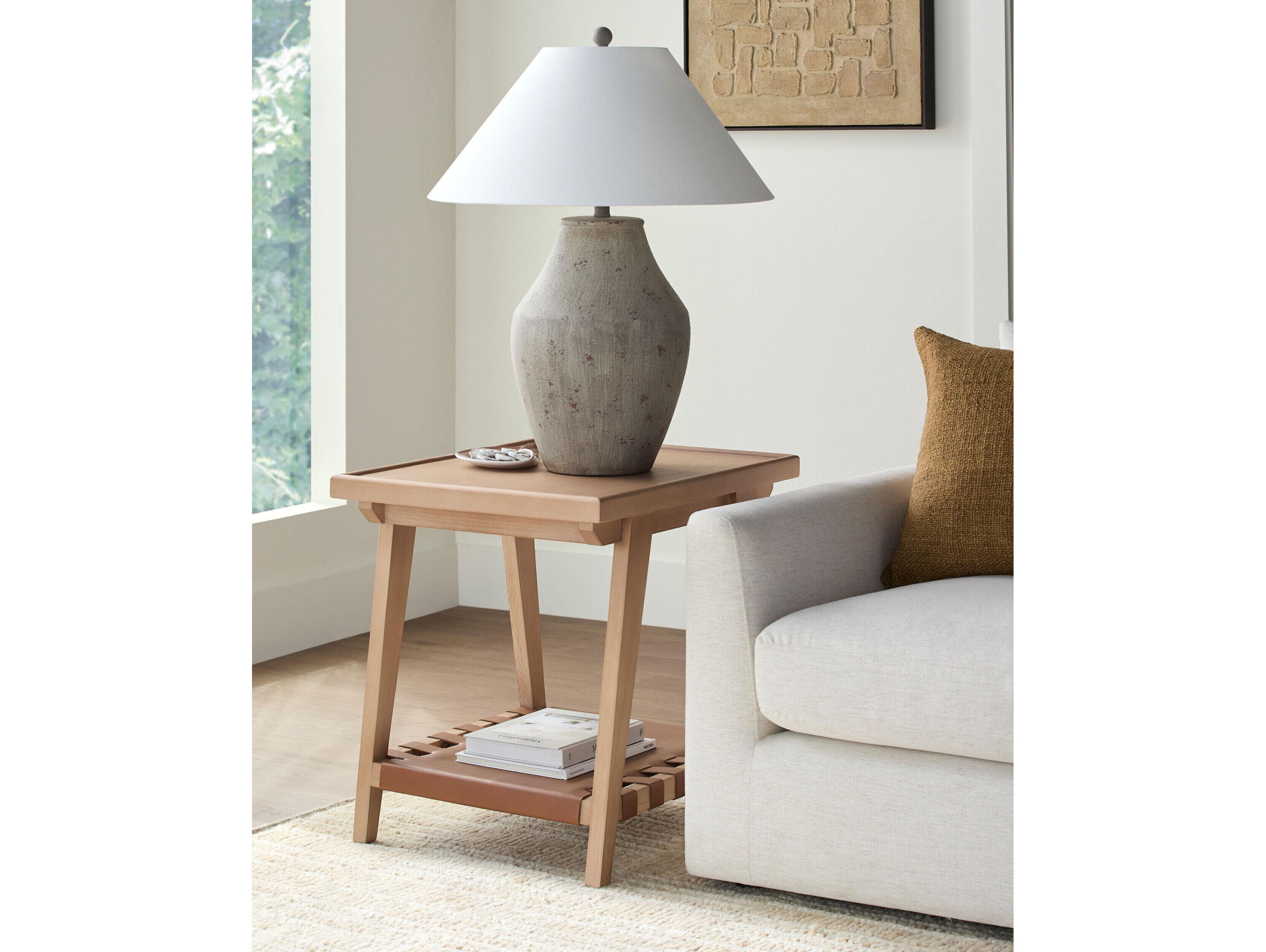Surya Becki Owens Taft Rectangular Wood Beige Brown End Table