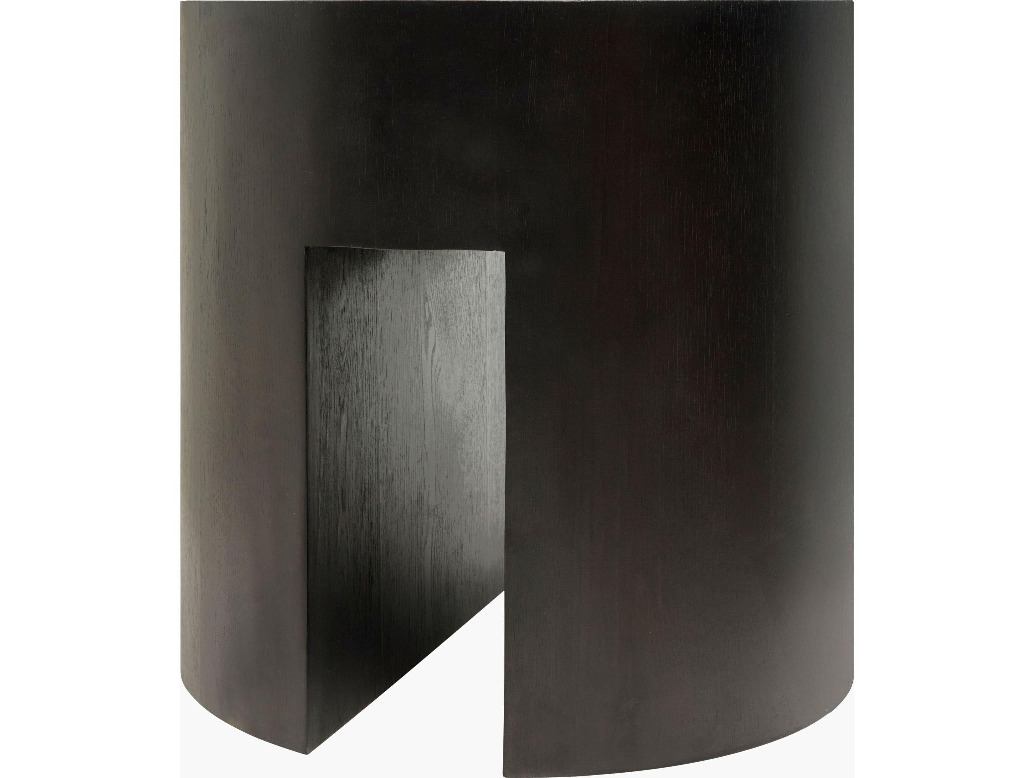 Surya Becki Owens Whitly Round Wood Black End Table