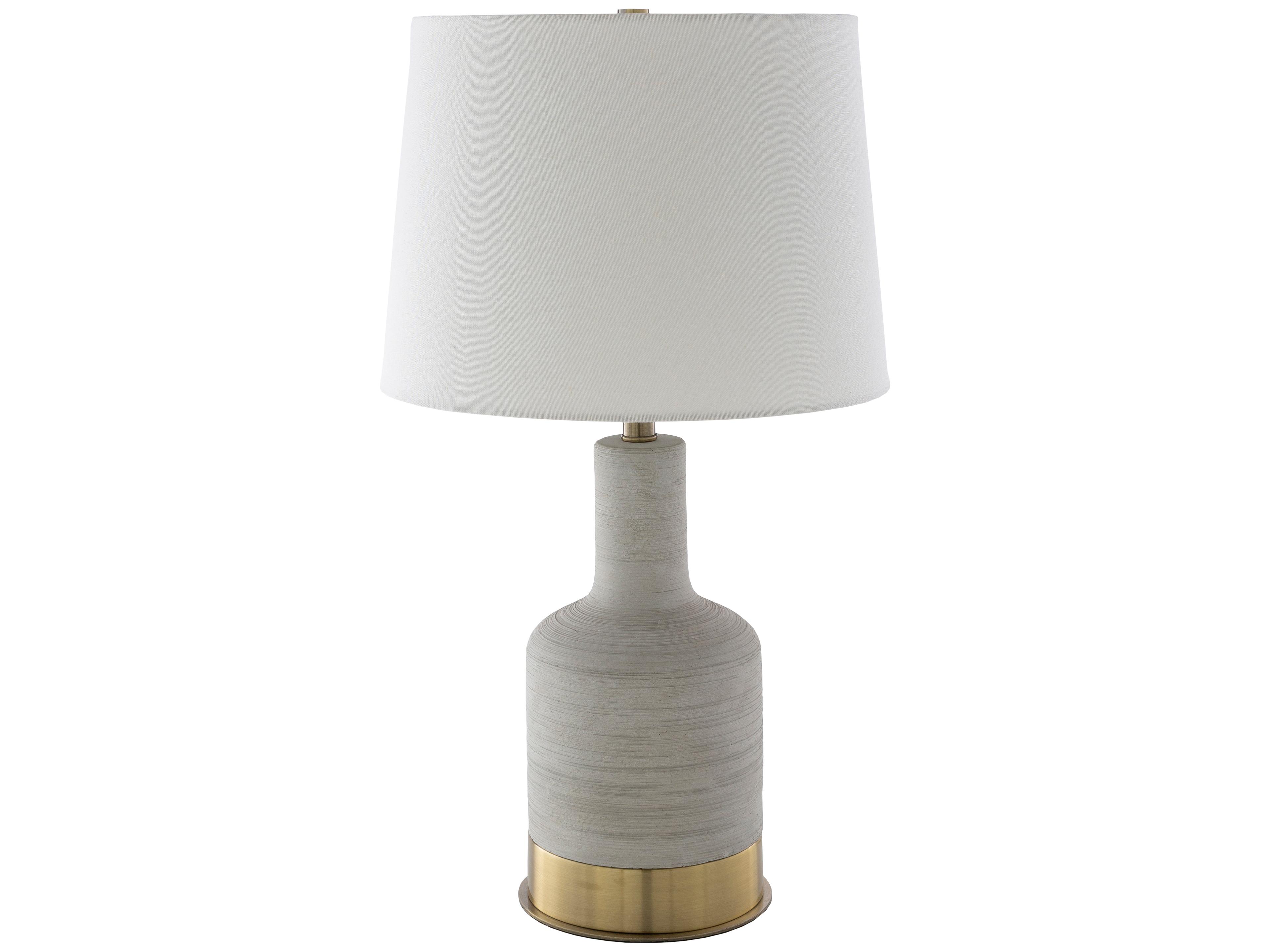 Surya Brae Light Gray White Ivory Linen Buffet Lamp