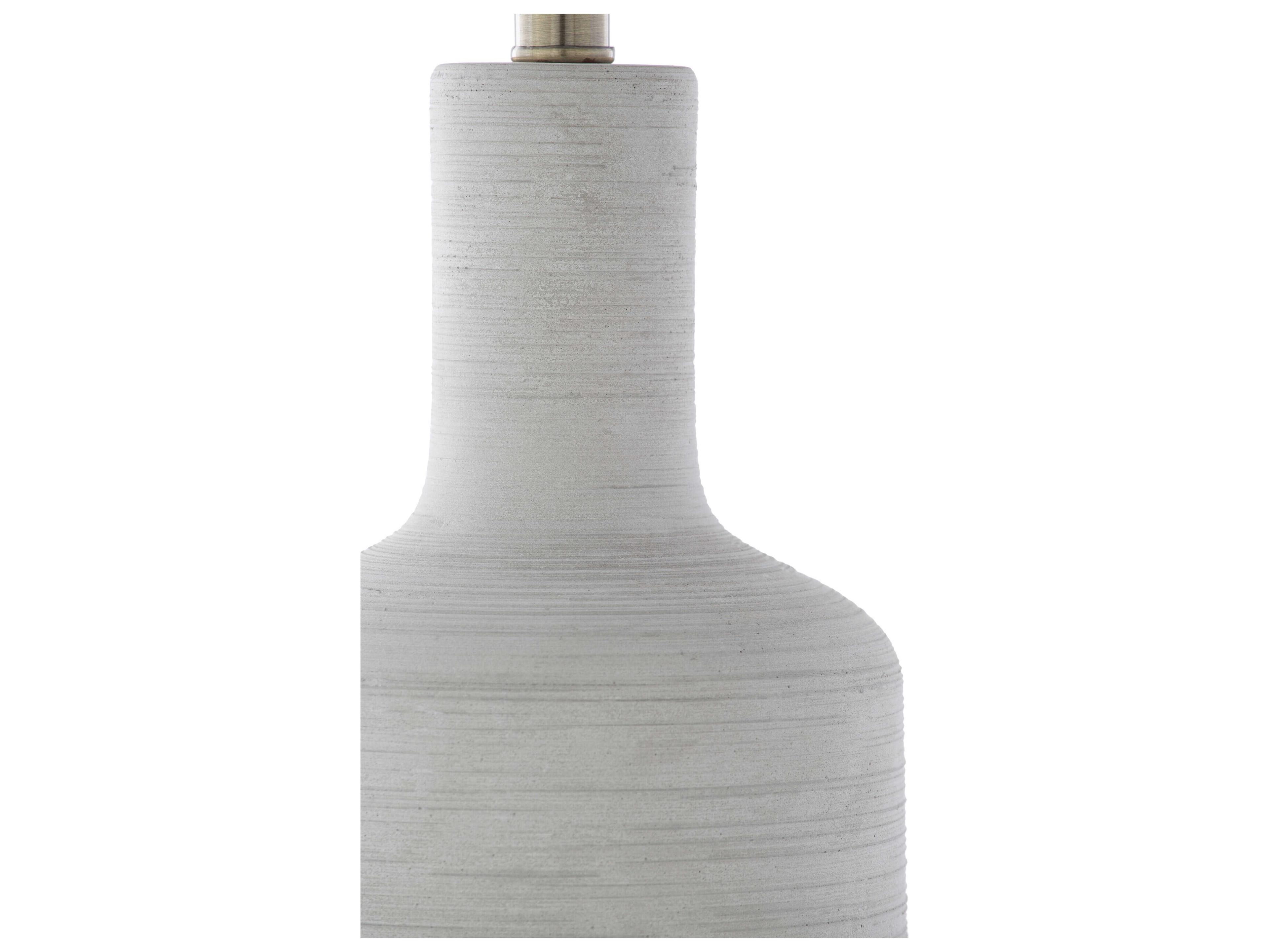 Surya Brae Light Gray White Ivory Linen Buffet Lamp