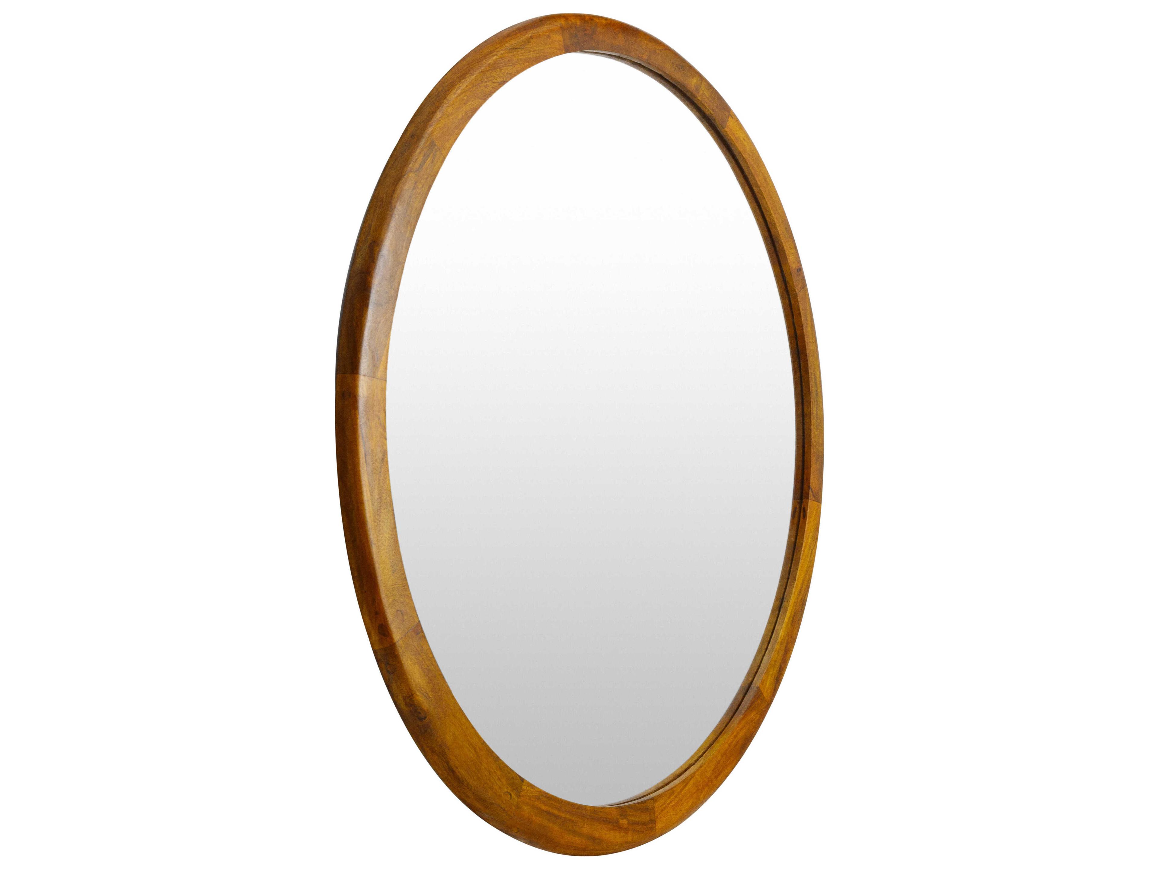 Surya Brisbane Brown Round Wall Mirror