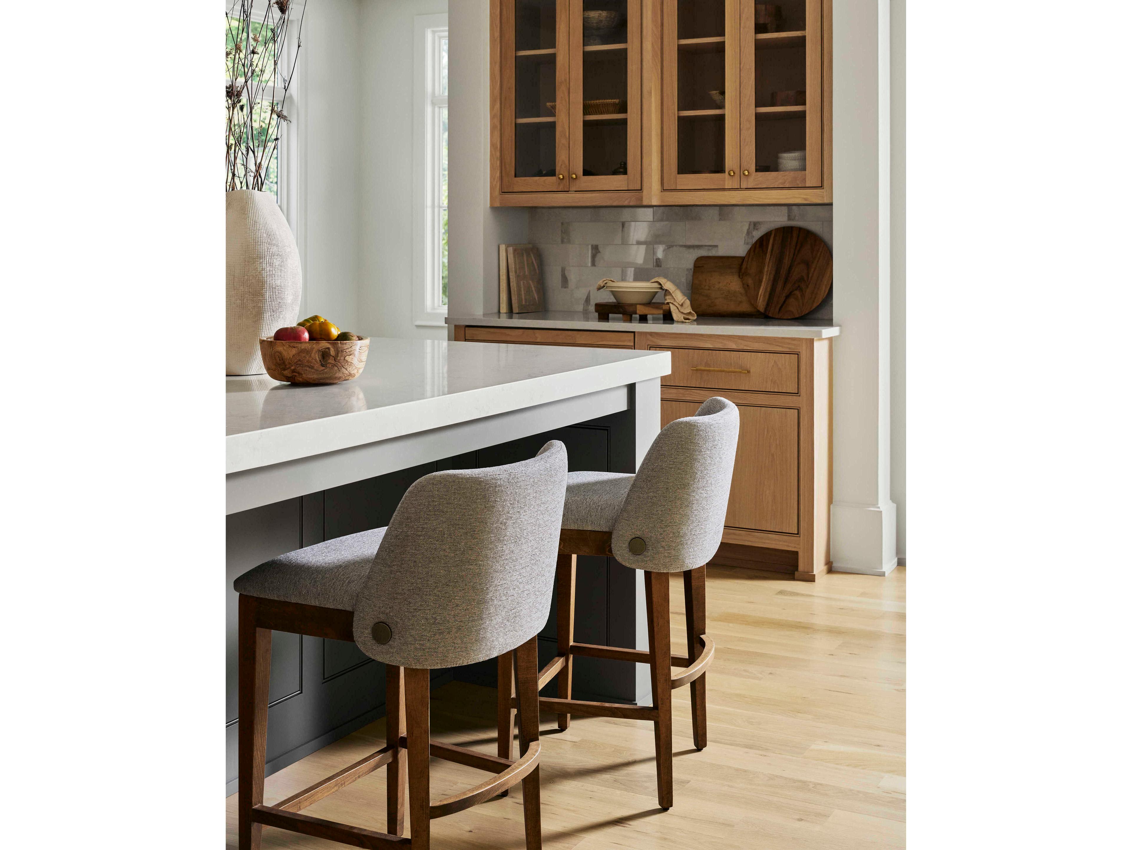 Surya Brooke Wheat Upholstered Beech Wood Counter Stool