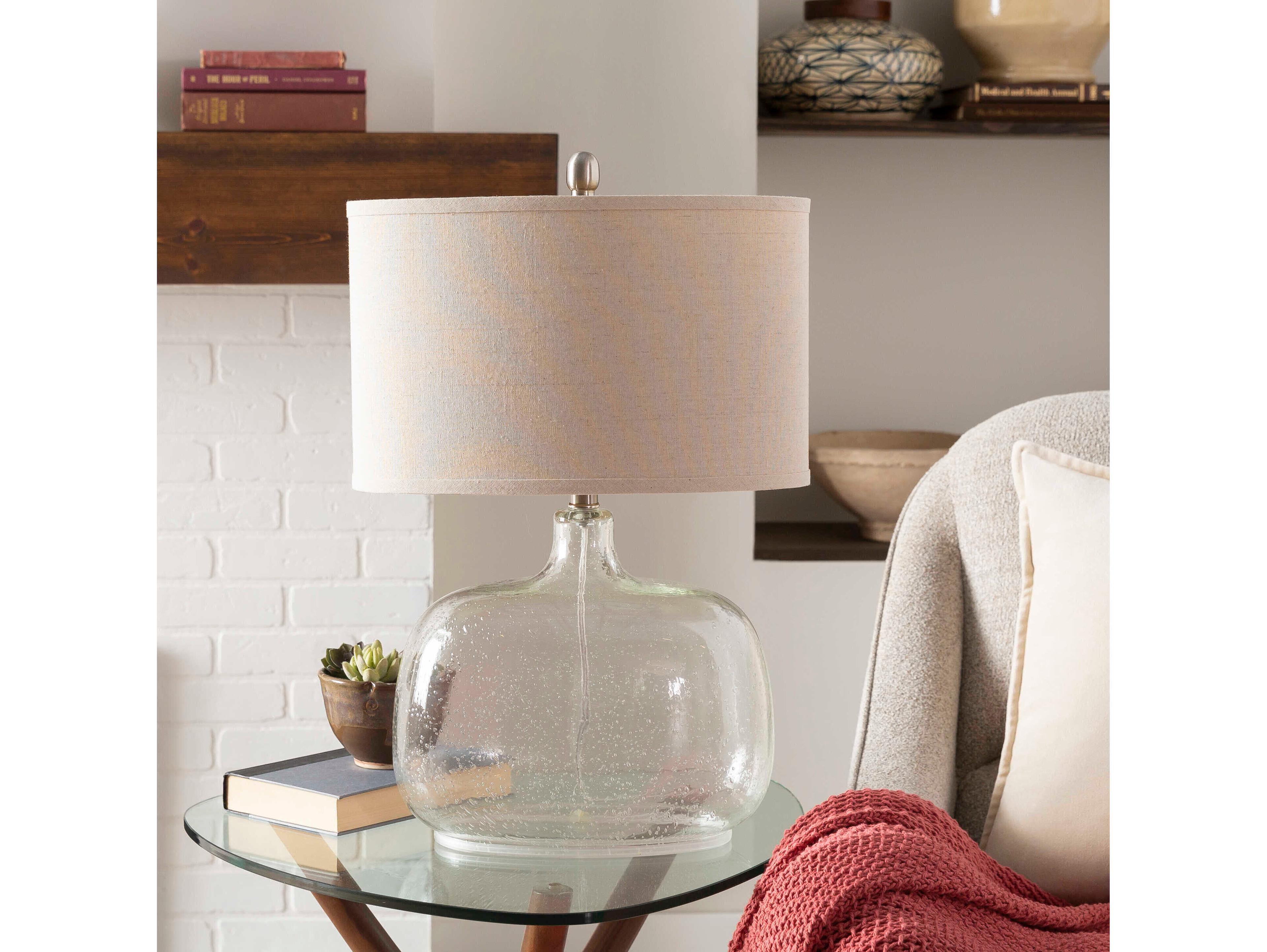 Surya Bentley Clear Beige Linen Polyester Buffet Lamp