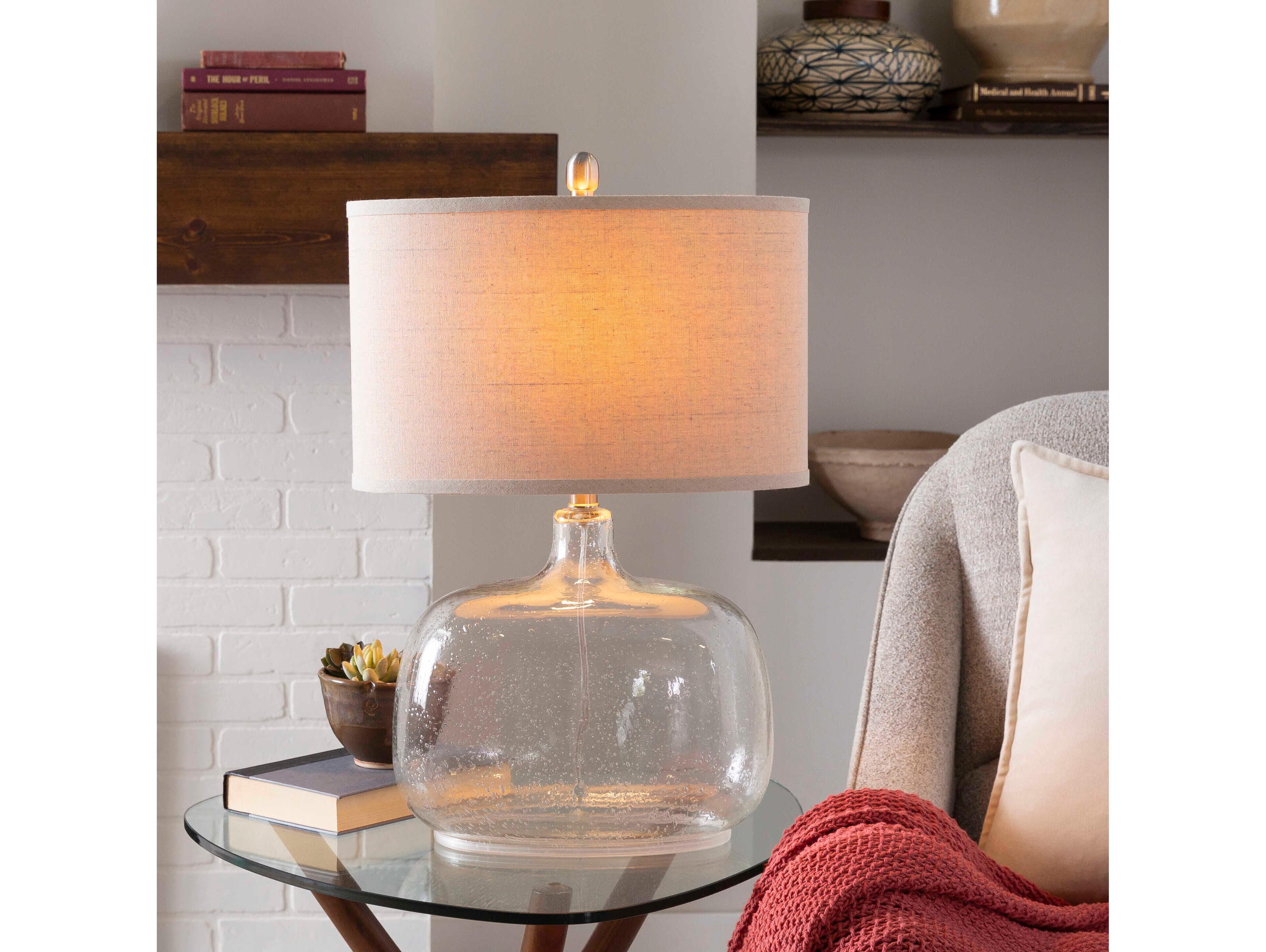 Surya Bentley Clear Beige Linen Polyester Buffet Lamp