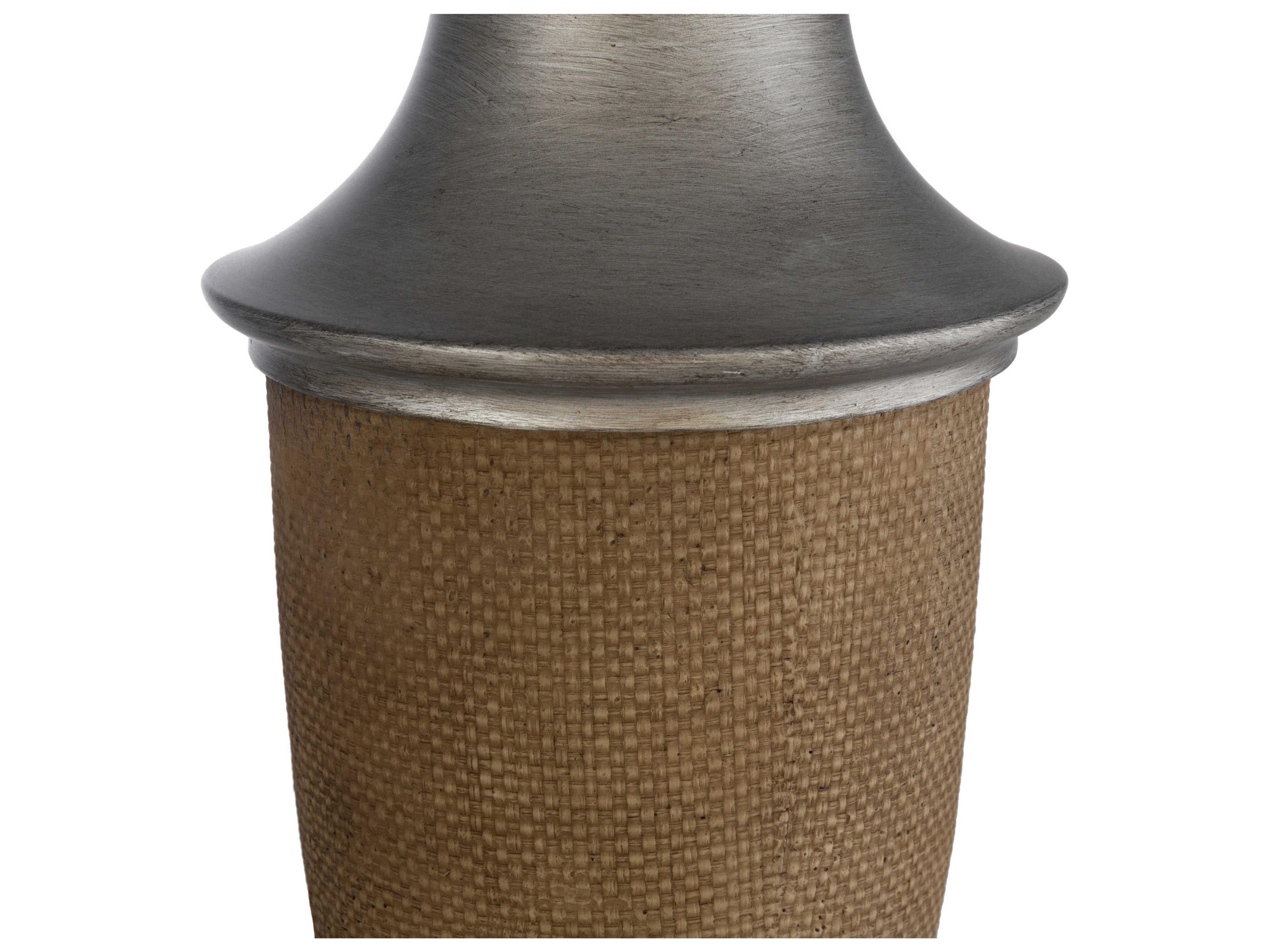 Surya Bizzy Brown Ivory Linen Traditional Buffet Lamp