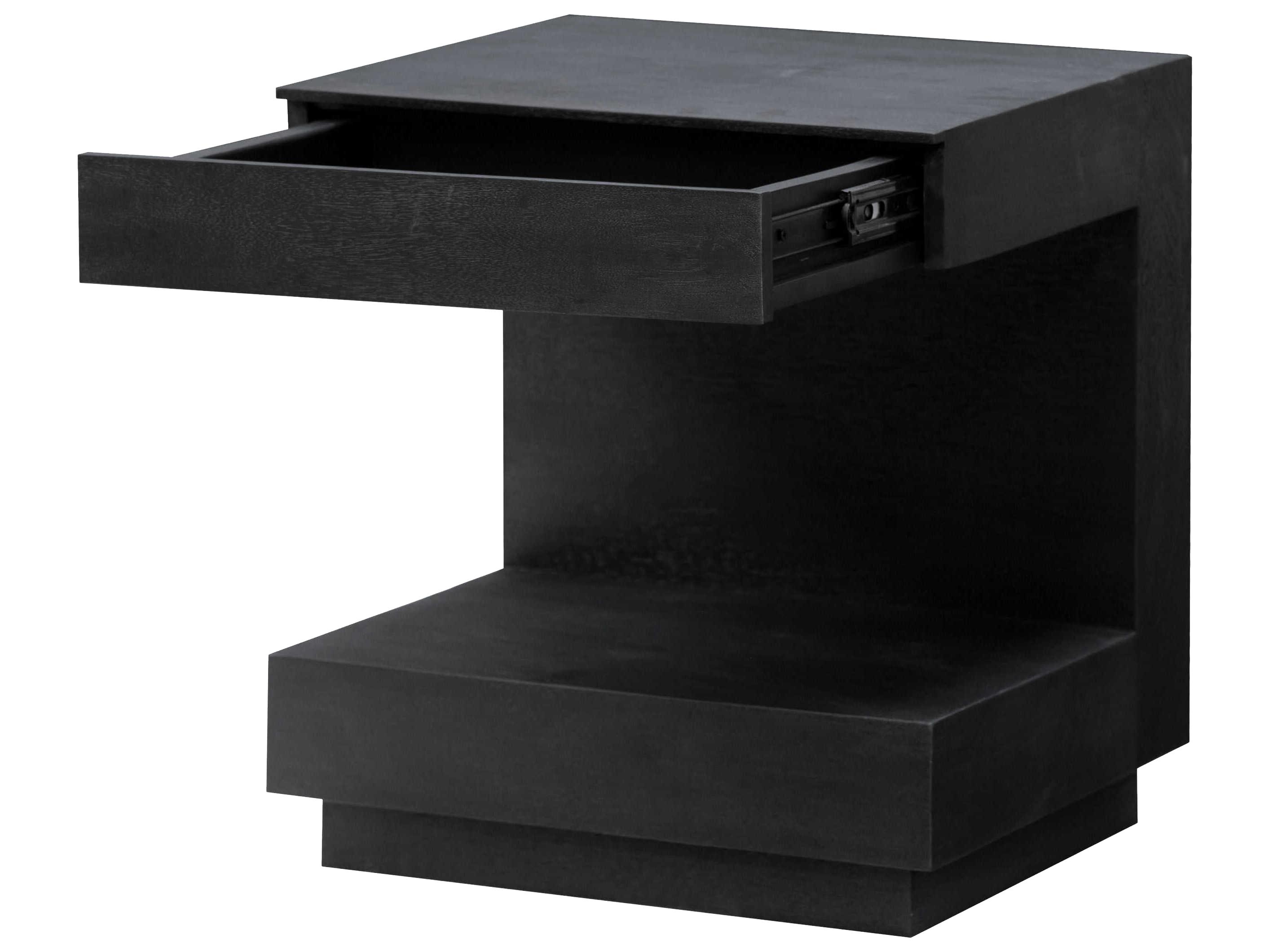 Surya Coburn Rectangular Wood Black End Table